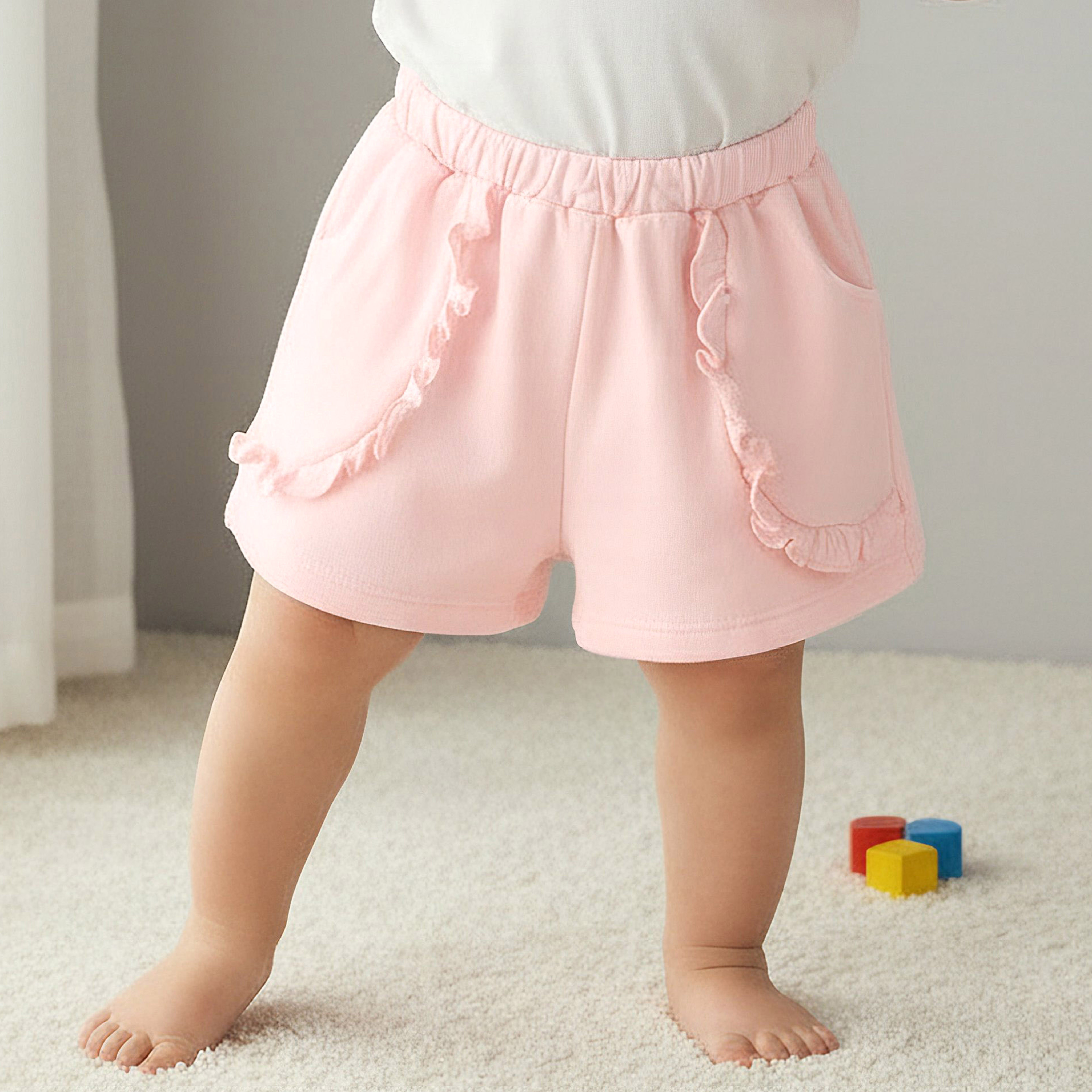 Juniors Ruffle Detail Shorts with Elasticated Waistband-baby-girls-clothing-bottoms-shorts-image-1