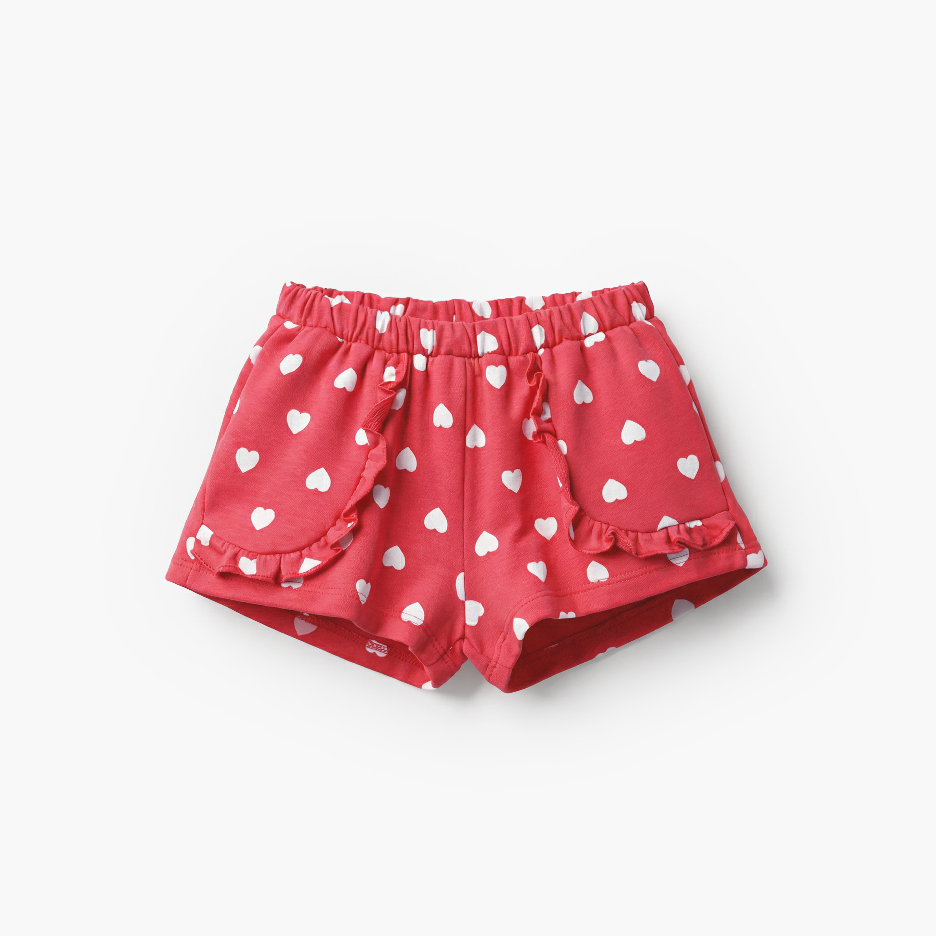 شورت بخصر مطاطي وطبعات قلوب وكشكش من جونيورز-baby-girls-clothing-bottoms-shorts-image-1