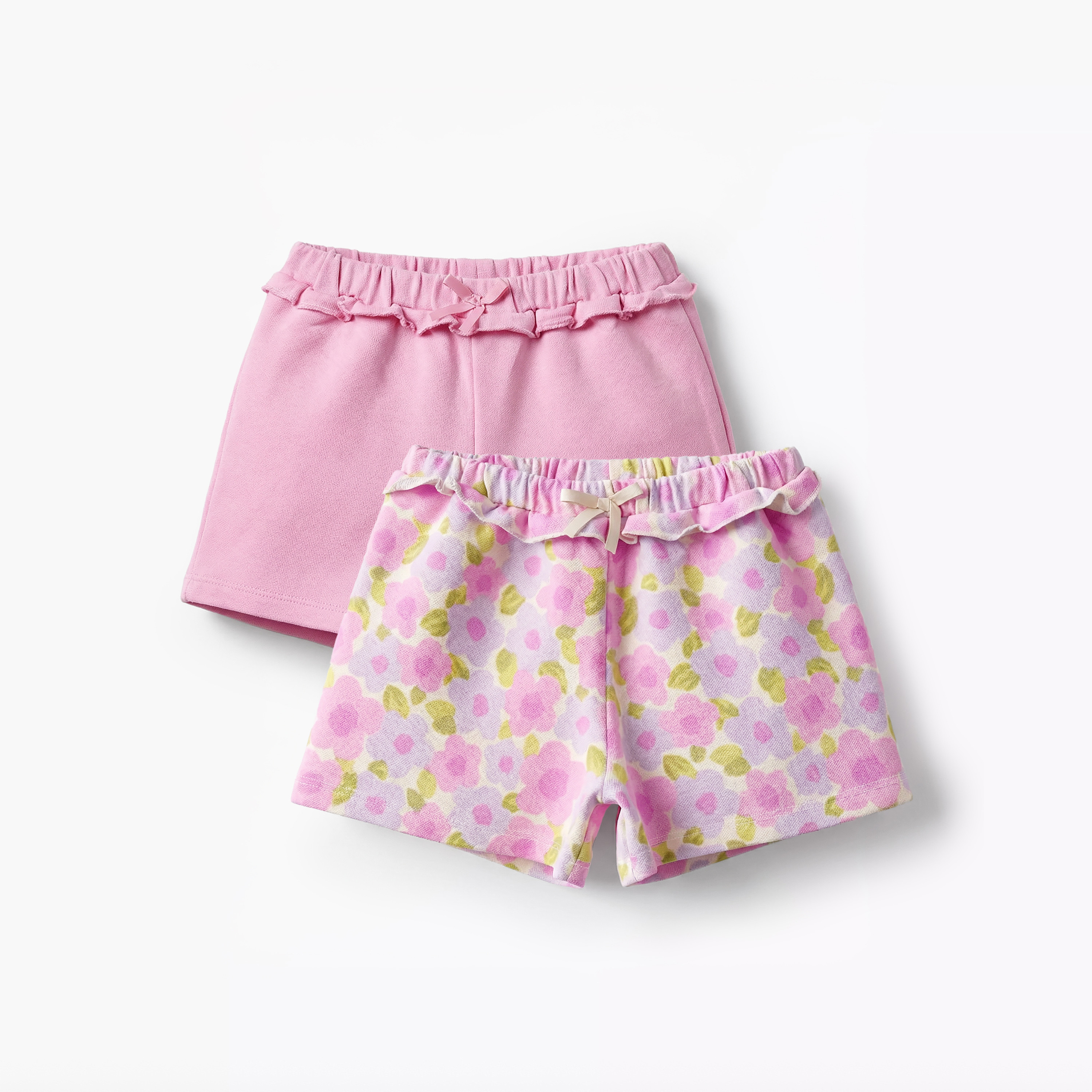 Juniors Ruffle Detail Shorts with Elasticated Waistband - Set of 2-baby-girls-clothing-bottoms-shorts-image-1