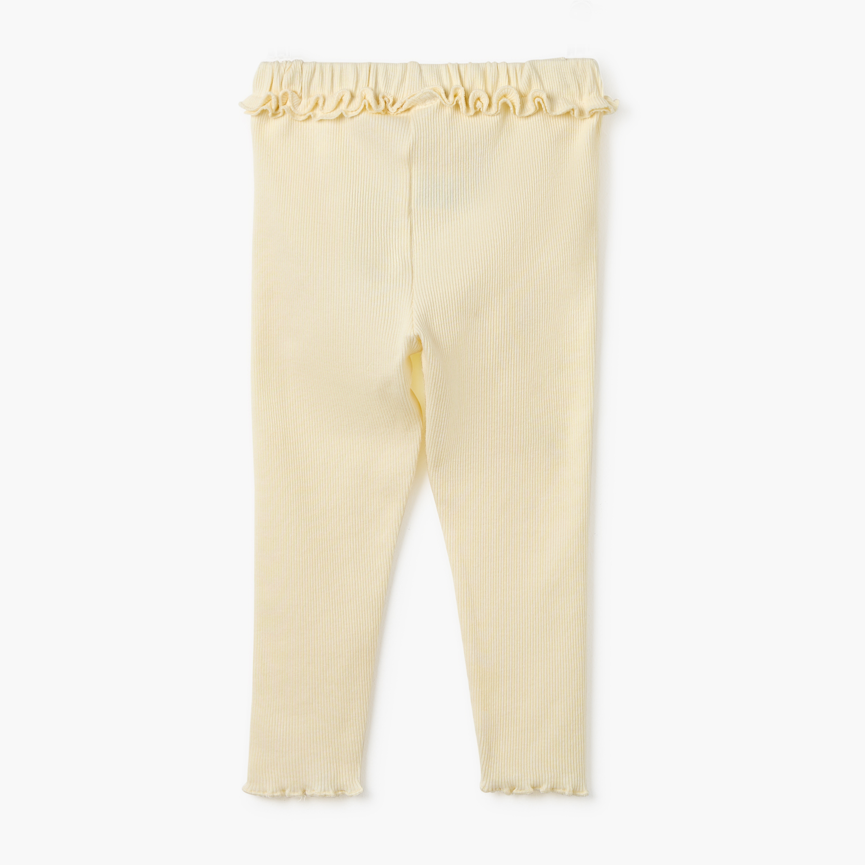 Juniors Ribbed Leggings with Lettuce Hem and Ruffled Waistband-baby-girls-clothing-bottoms-leggings-image-1