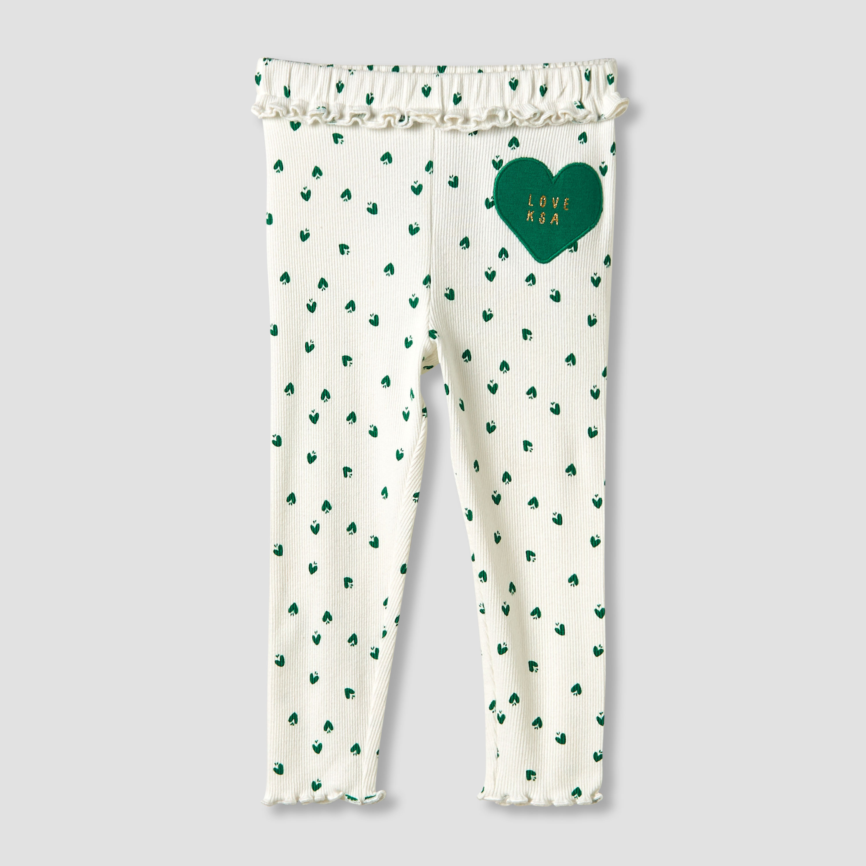 Juniors Girls Leggings with KSA National Day Print - Cotton - Elasticated Waist-baby-girls-clothing-bottoms-leggings-image-1