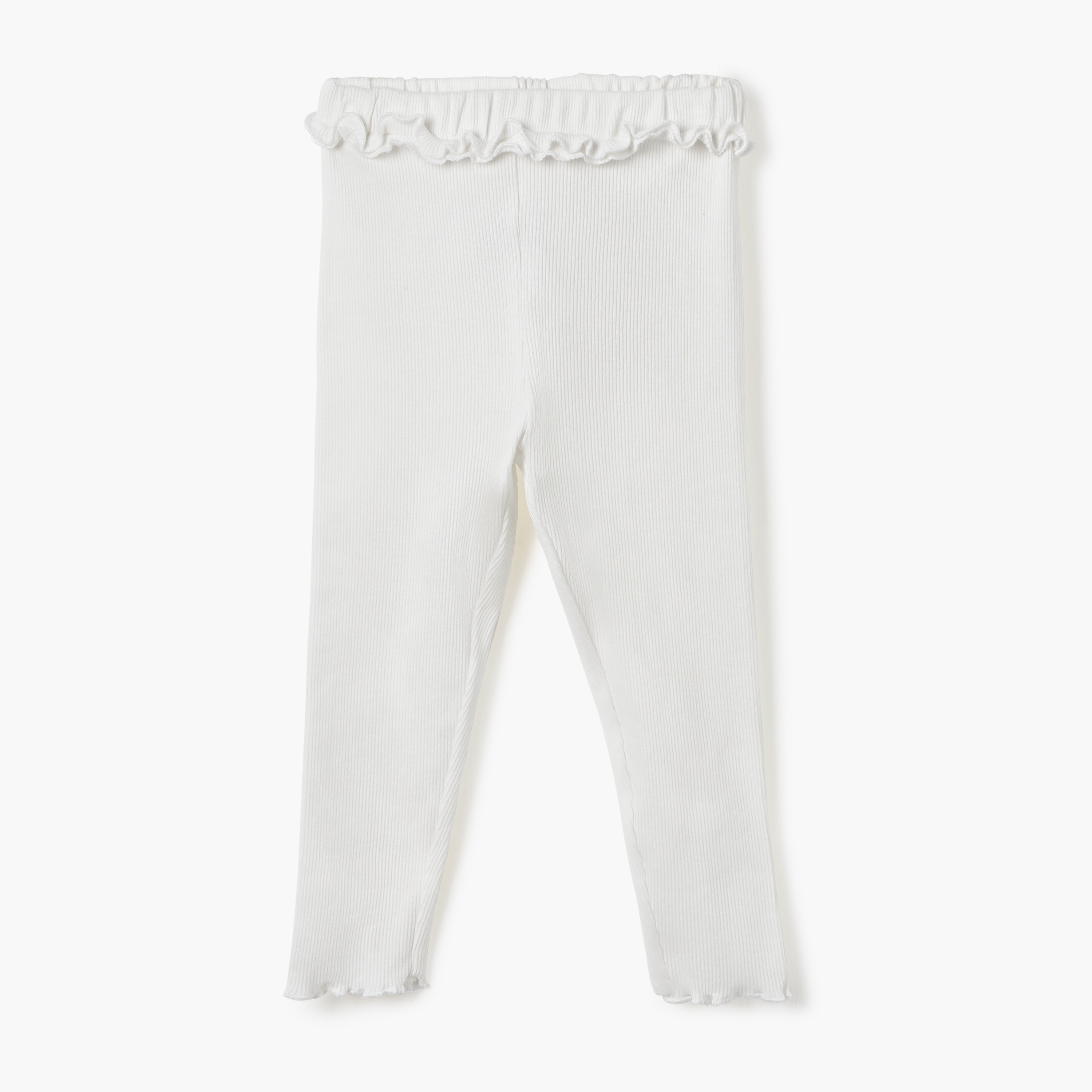 بنطلون ليقنز مضلّع بخصر كشكش وحافة خس من جونيورز-baby-girls-clothing-bottoms-leggings-image-1