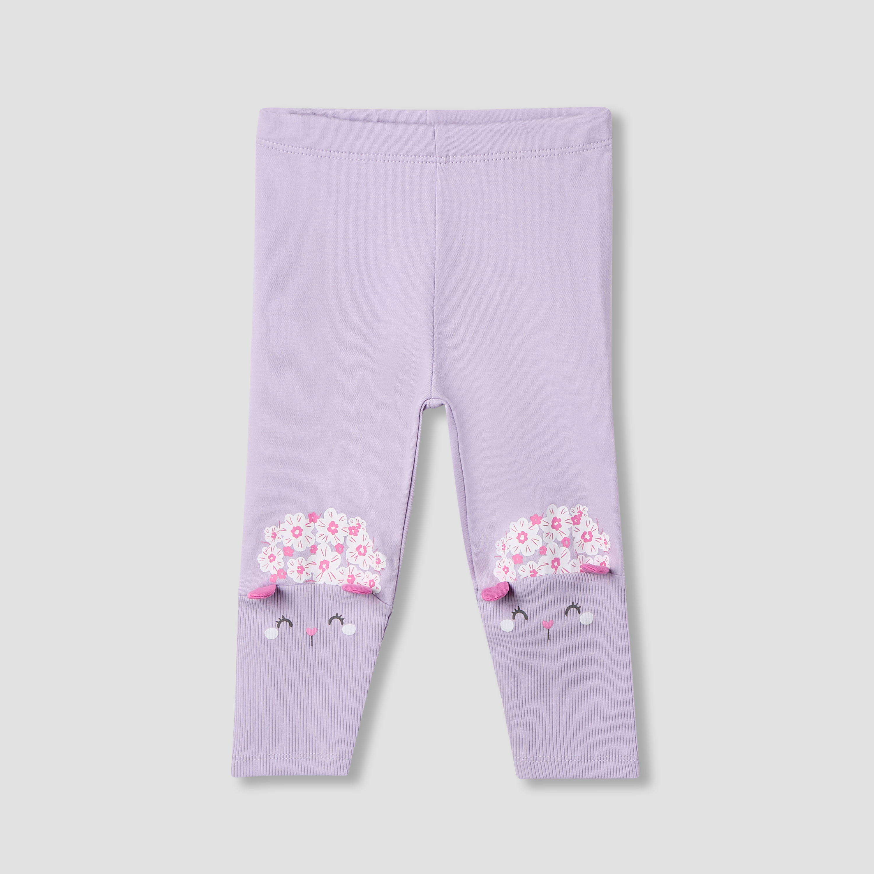 Juniors Floral Print Leggings with Elasticated Waistband - Set of 2-baby-girls-clothing-bottoms-leggings-image-2