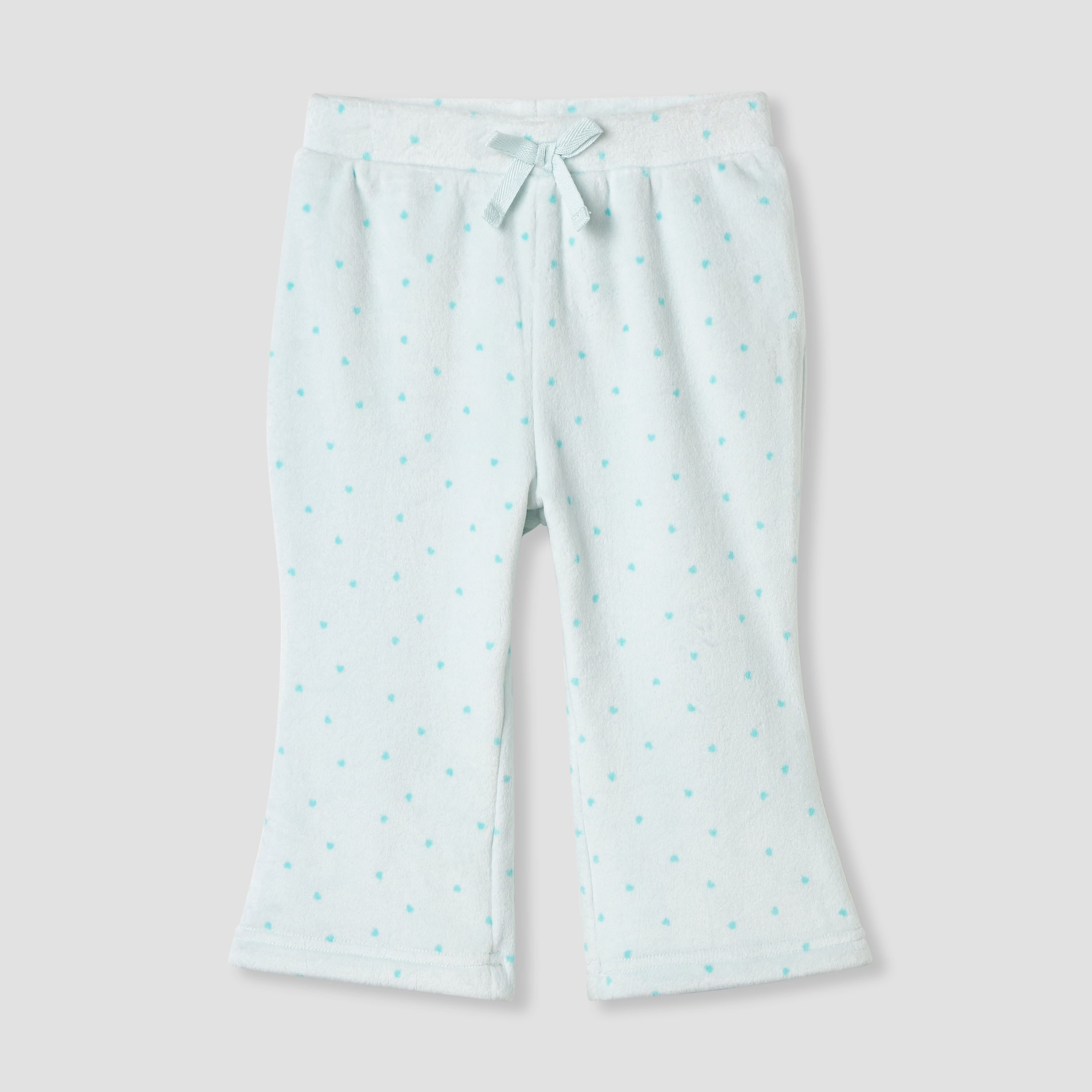 Juniors Heart Print Fleece Leggings with Elasticated Waistband-baby-girls-clothing-bottoms-leggings-image-1