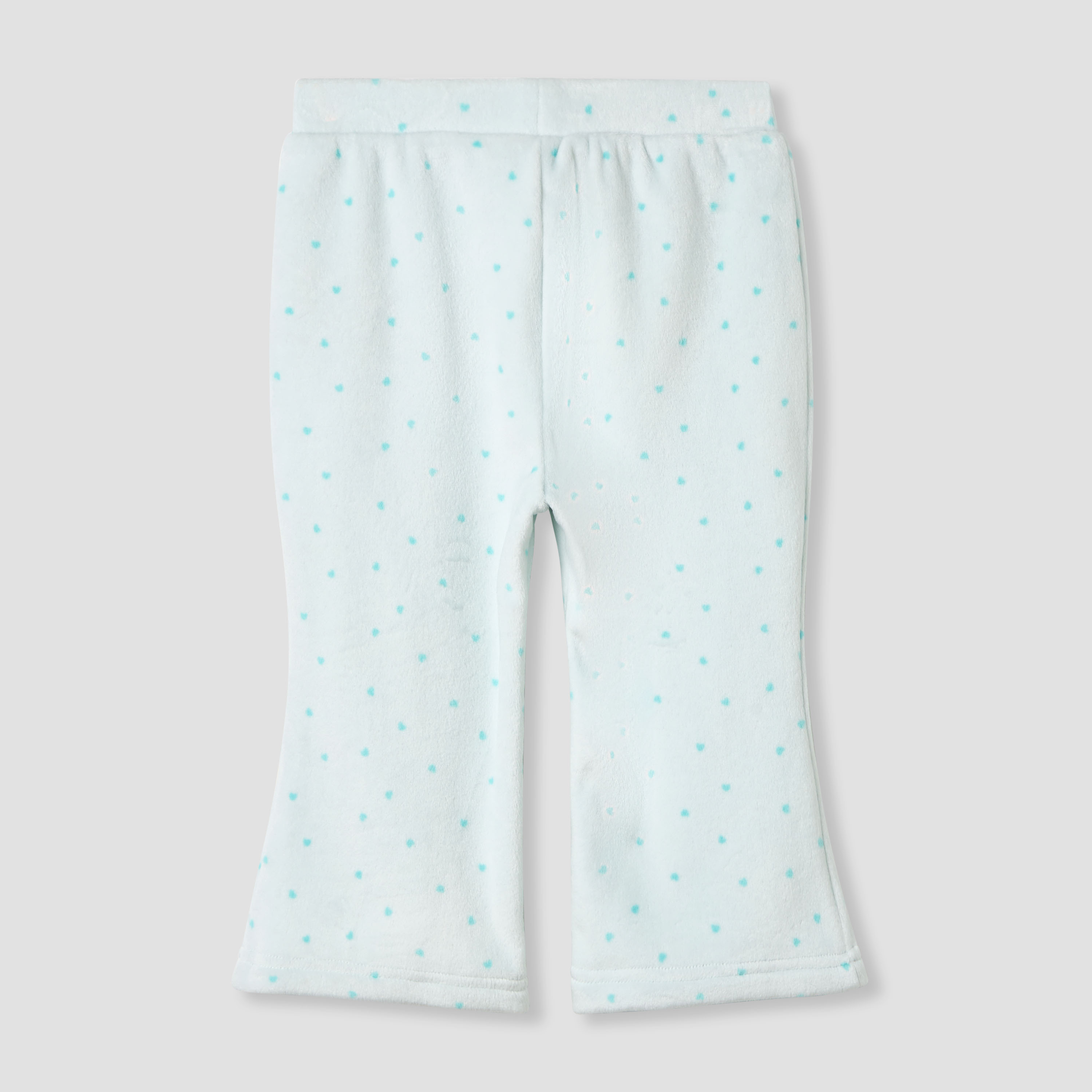Juniors Heart Print Fleece Leggings with Elasticated Waistband-baby-girls-clothing-bottoms-leggings-image-2