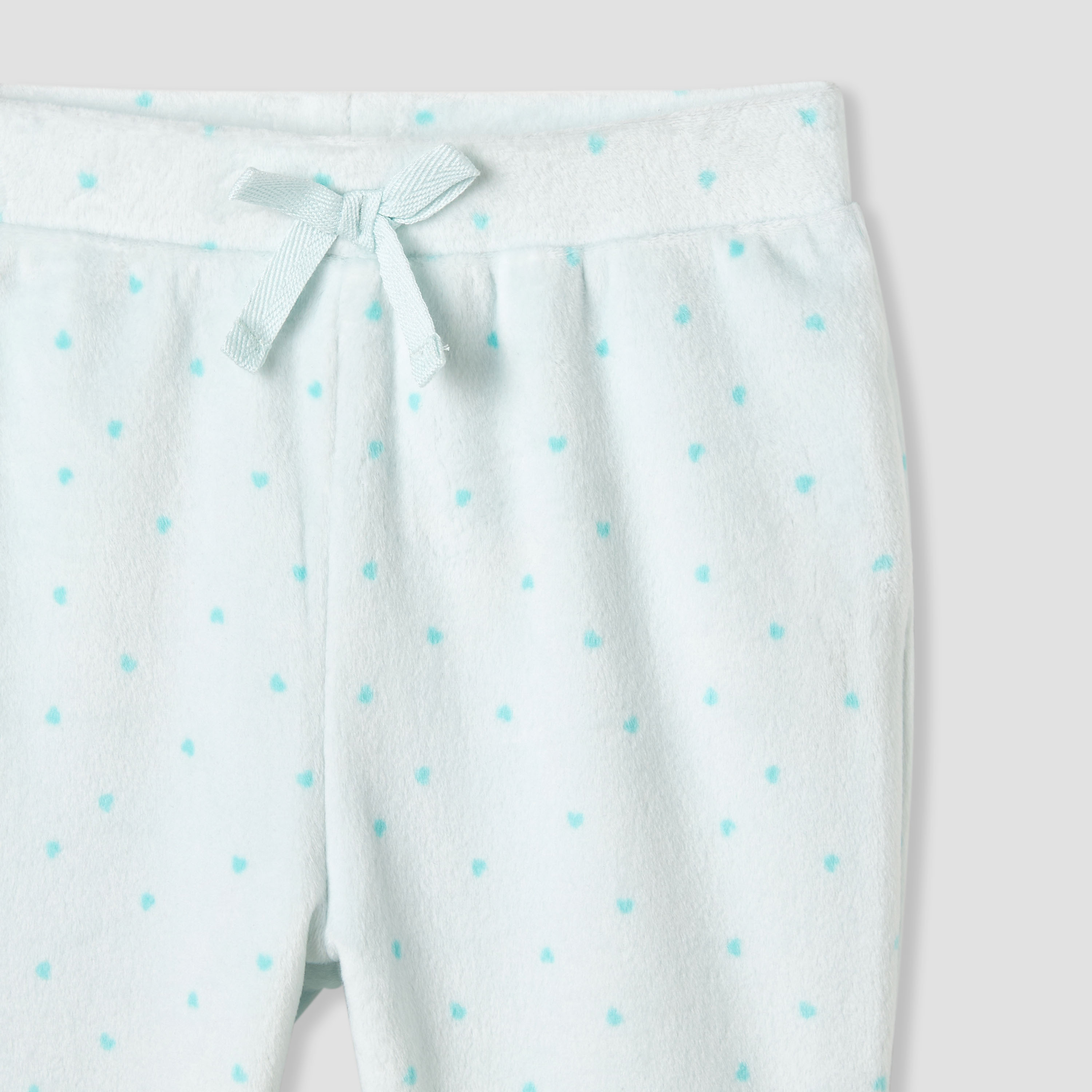 Juniors Heart Print Fleece Leggings with Elasticated Waistband-baby-girls-clothing-bottoms-leggings-image-3