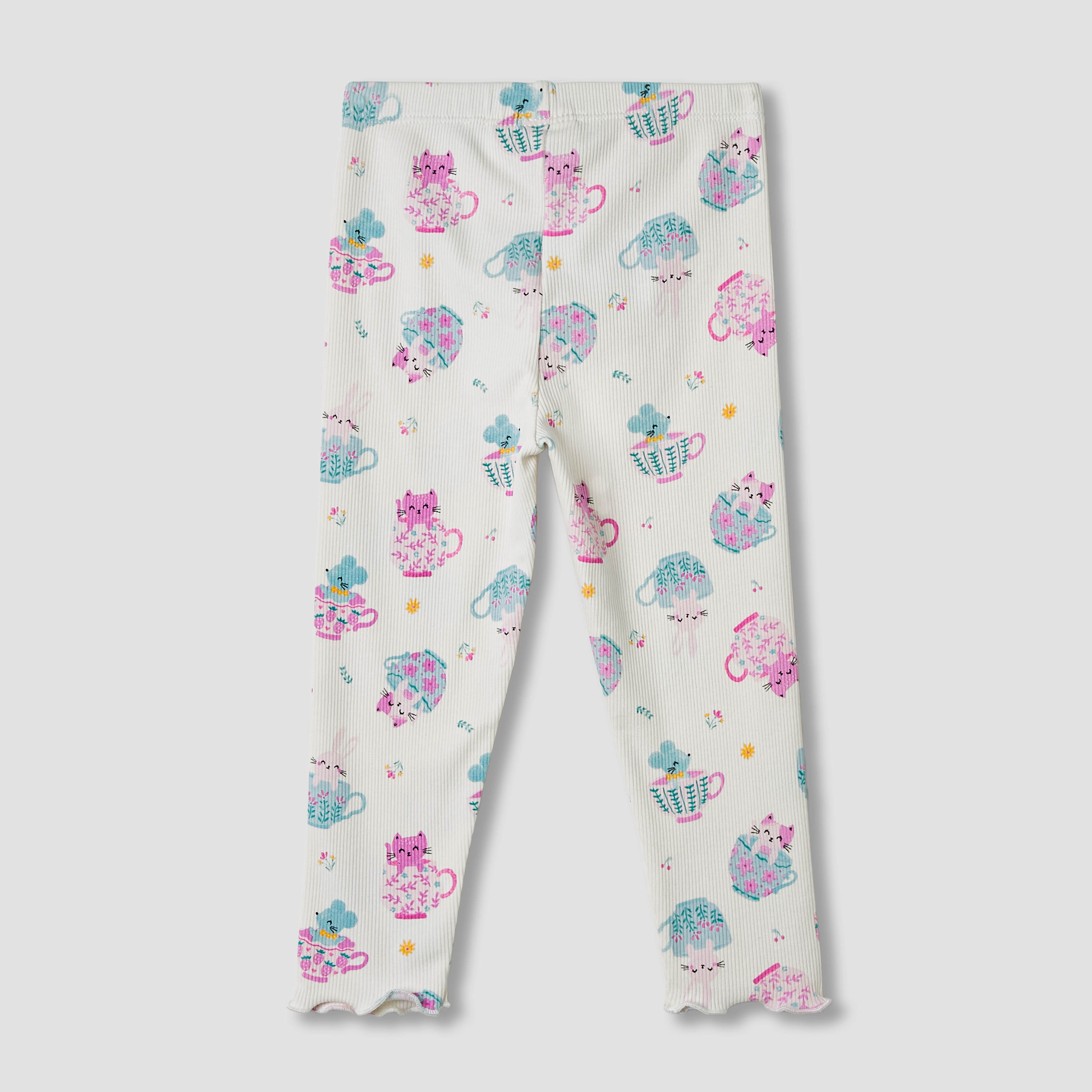 Juniors Cat Print Leggings with Elasticated Waistband-girls-clothing-bottoms-leggings-image-1