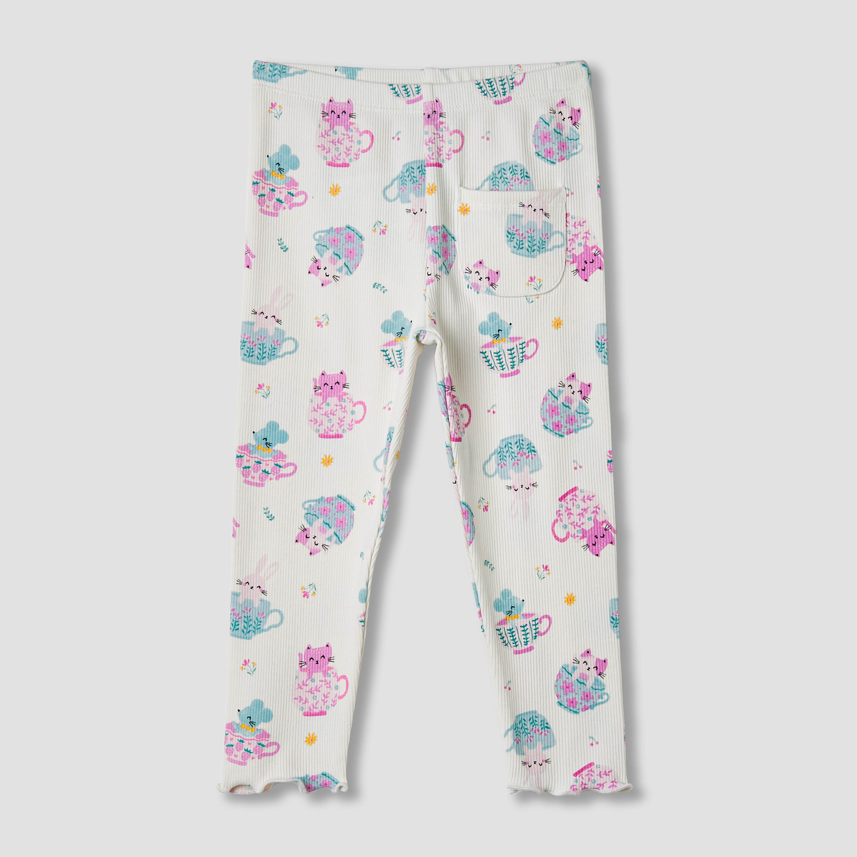Juniors Cat Print Leggings with Elasticated Waistband-girls-clothing-bottoms-leggings-image-2