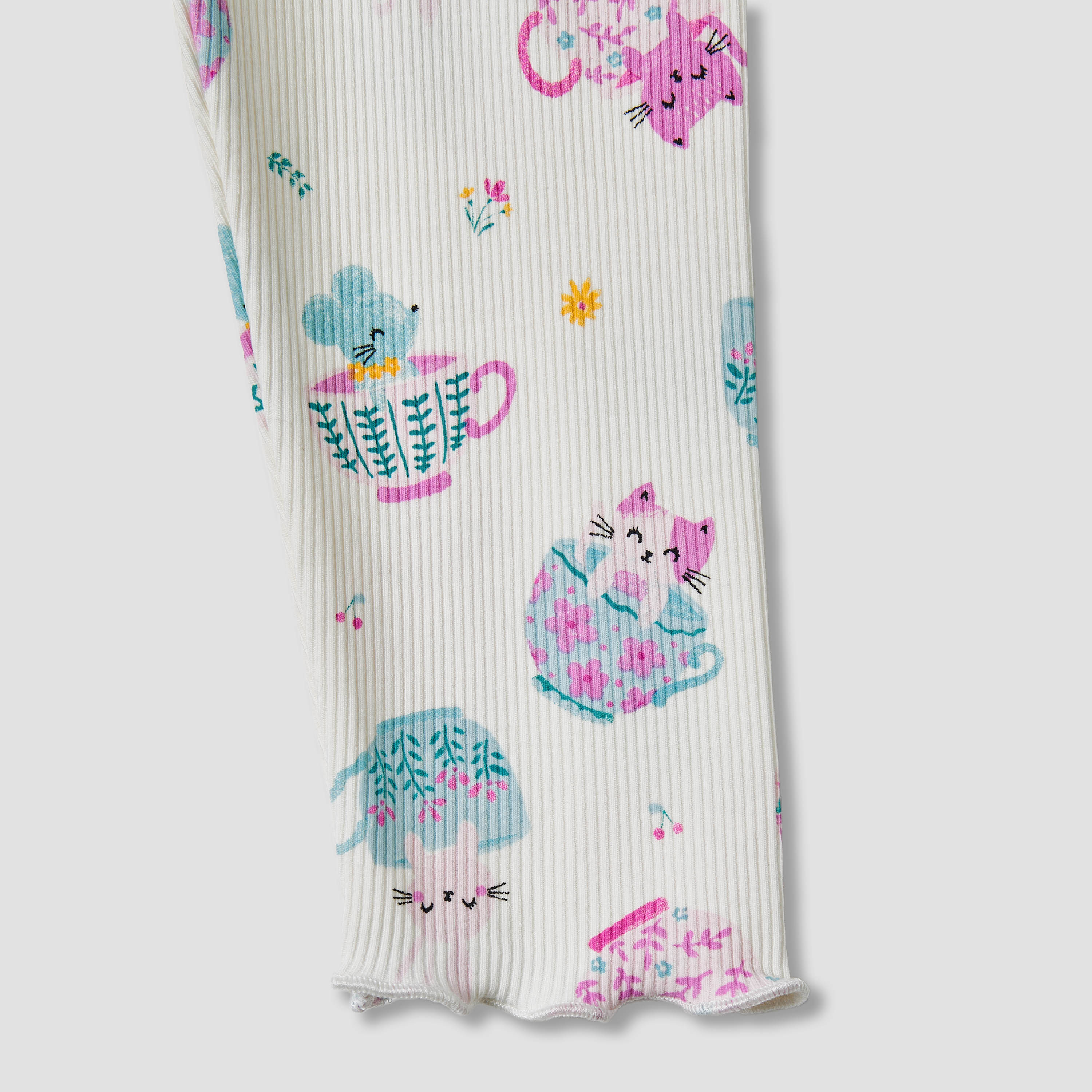 Juniors Cat Print Leggings with Elasticated Waistband-girls-clothing-bottoms-leggings-image-4