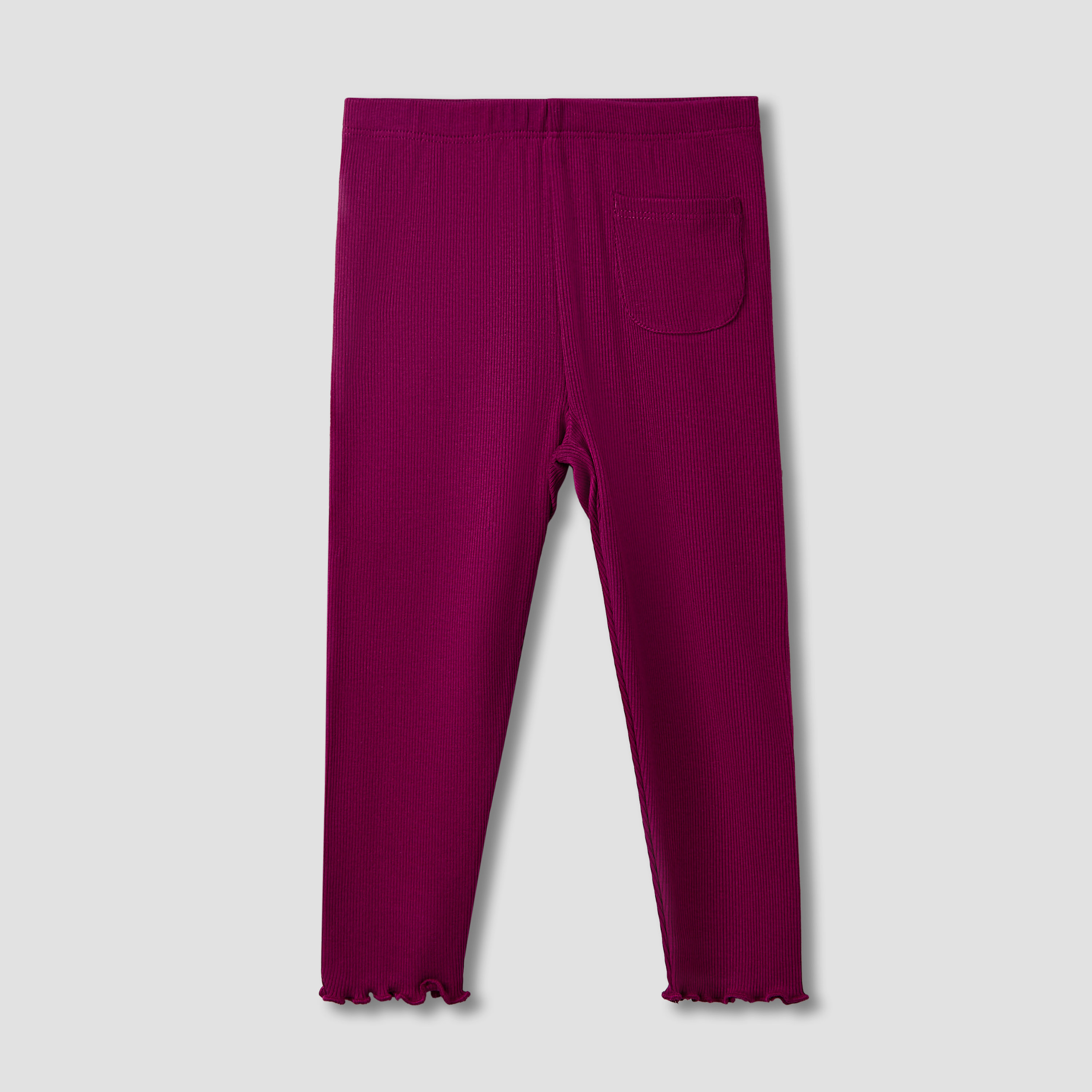 Juniors Girls Leggings with Ribbed Texture - Cotton - Elasticated-baby-girls-clothing-bottoms-leggings-image-2