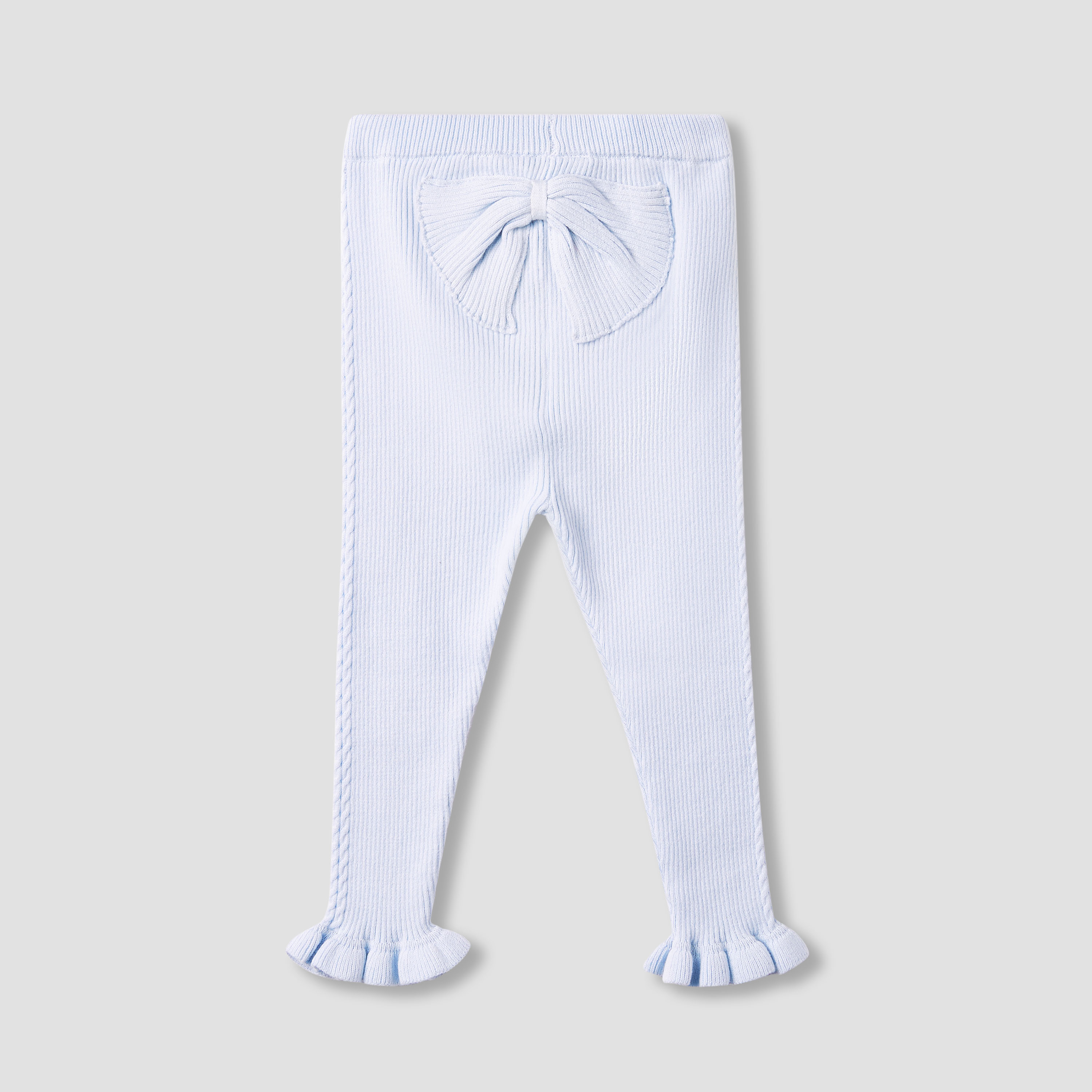 Juniors Ribbed Leggings with Bow Detail and Elasticated Waistband-girls-clothing-bottoms-leggings-image-2