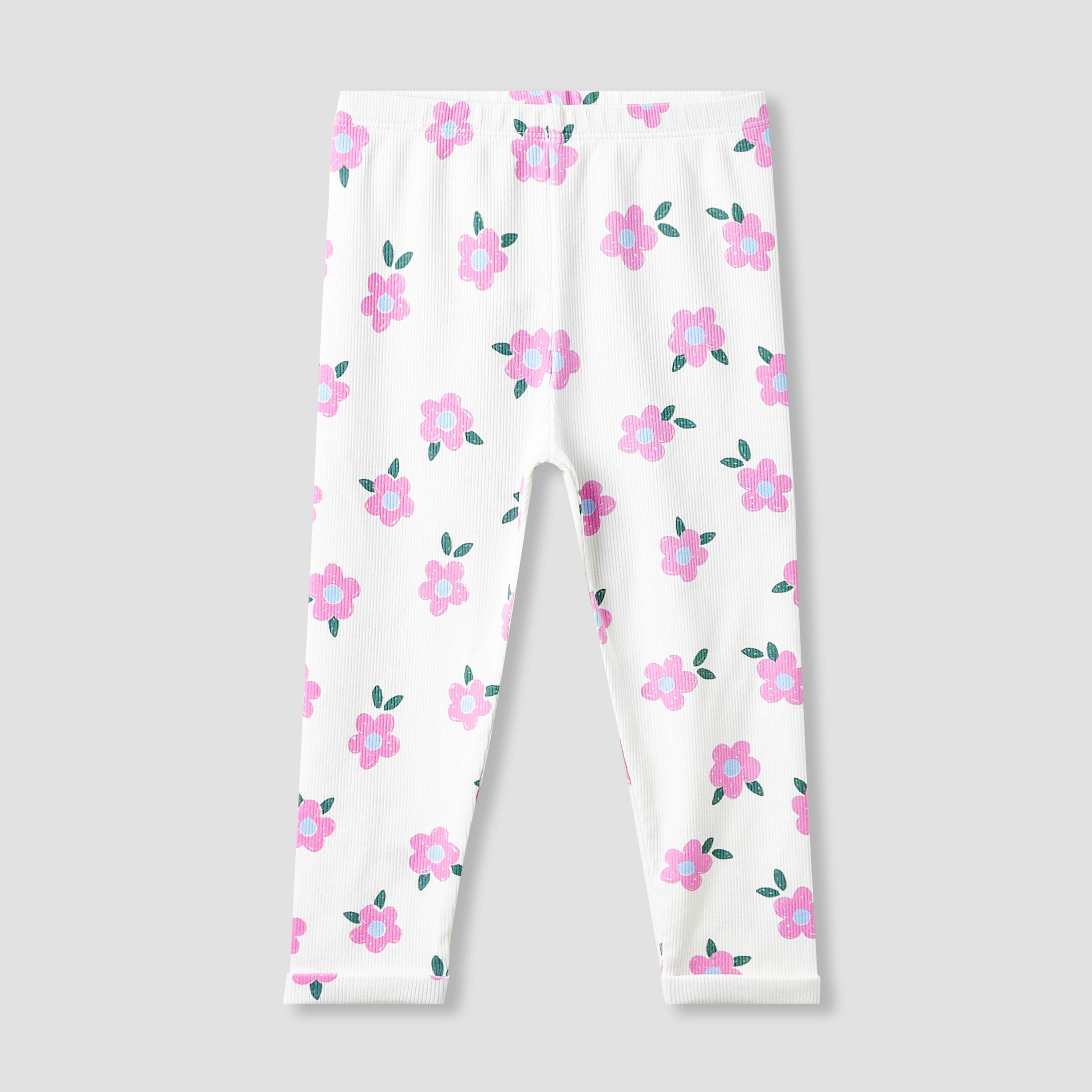 Juniors Girls Leggings with Ribbed Texture - Cotton - Elasticated Waist - Set of 3-baby-girls-clothing-bottoms-leggings-image-2