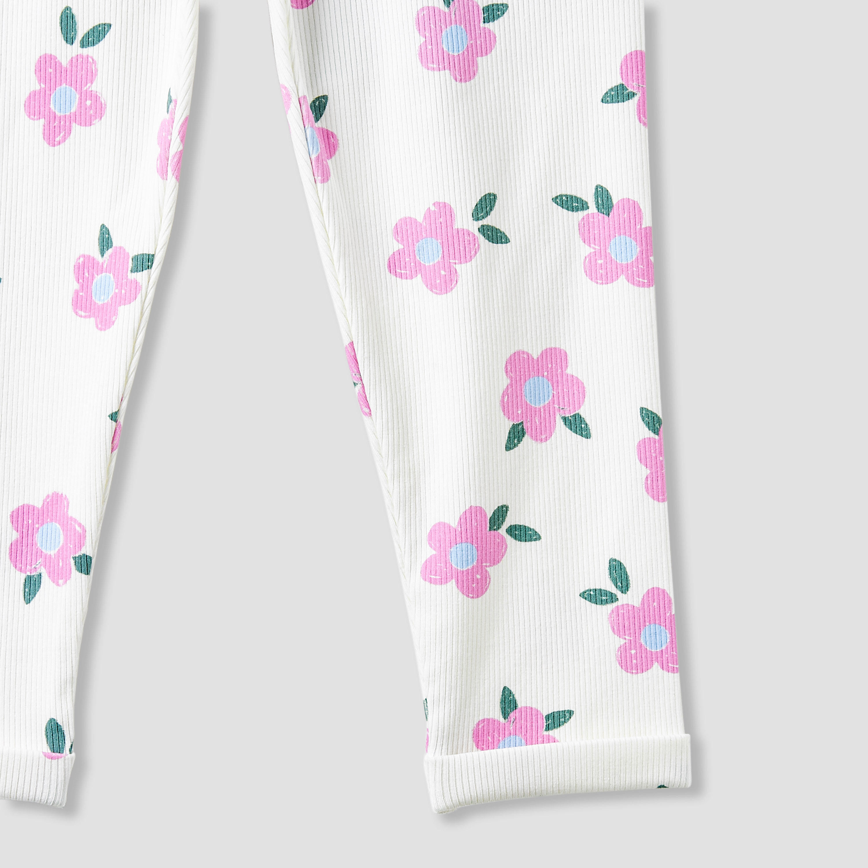 Juniors Girls Leggings with Ribbed Texture - Cotton - Elasticated Waist - Set of 3-baby-girls-clothing-bottoms-leggings-image-5