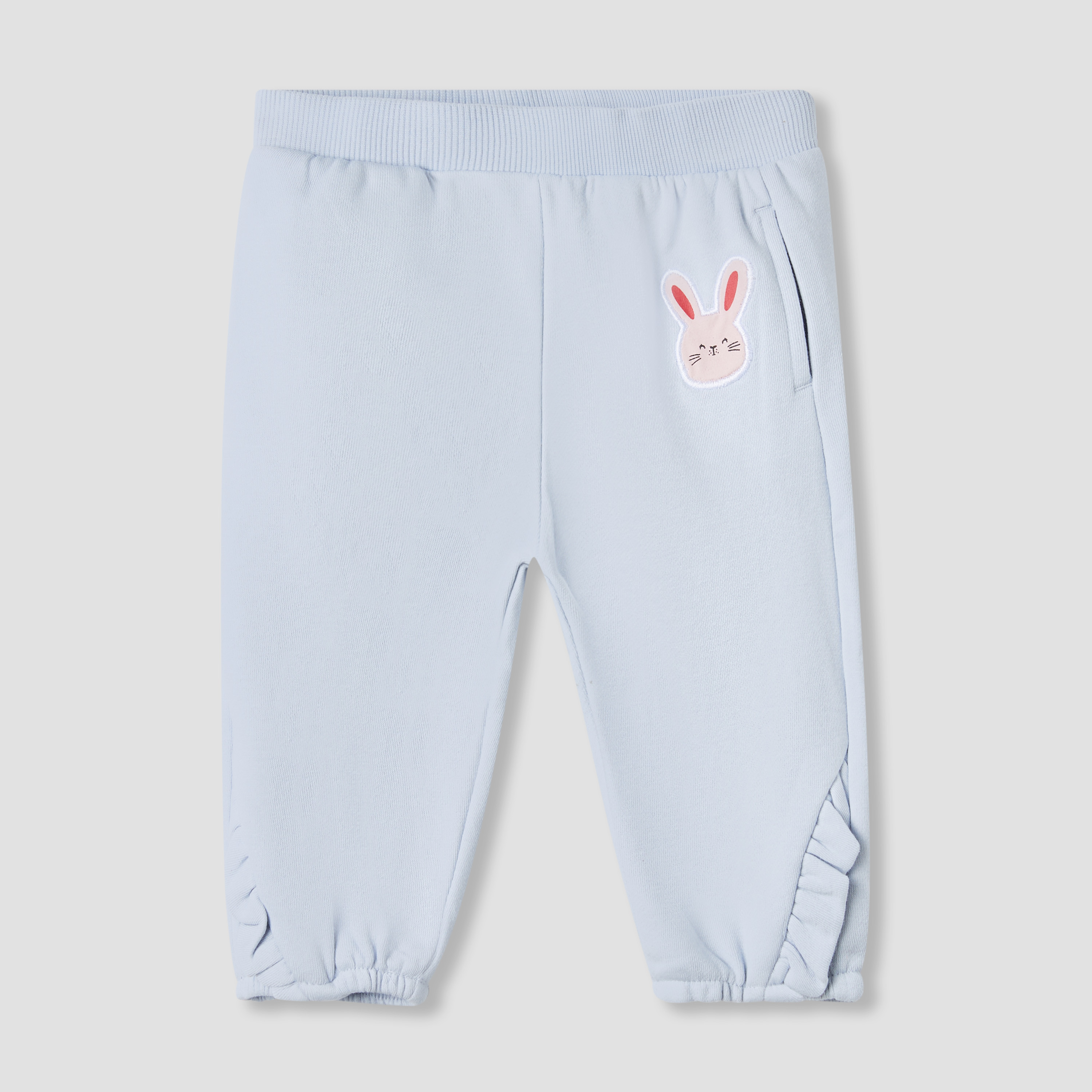 Juniors Bunny Applique Joggers with Ruffle Accent-baby-girls-clothing-bottoms-joggersandtrackpants-image-1
