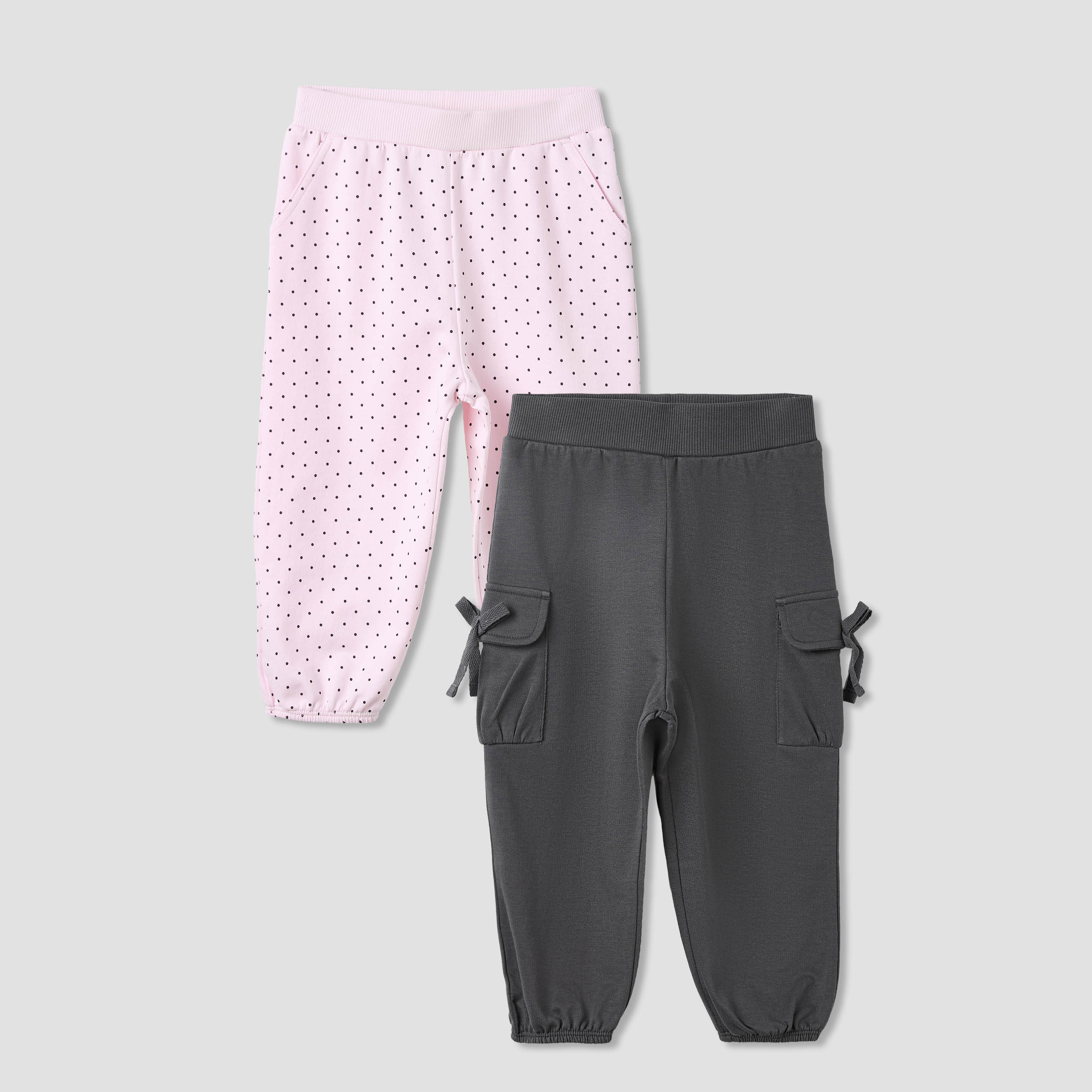 Juniors Assorted Joggers with Elasticated Waistband - Set of 2-baby-girls-clothing-multipacks-image-1
