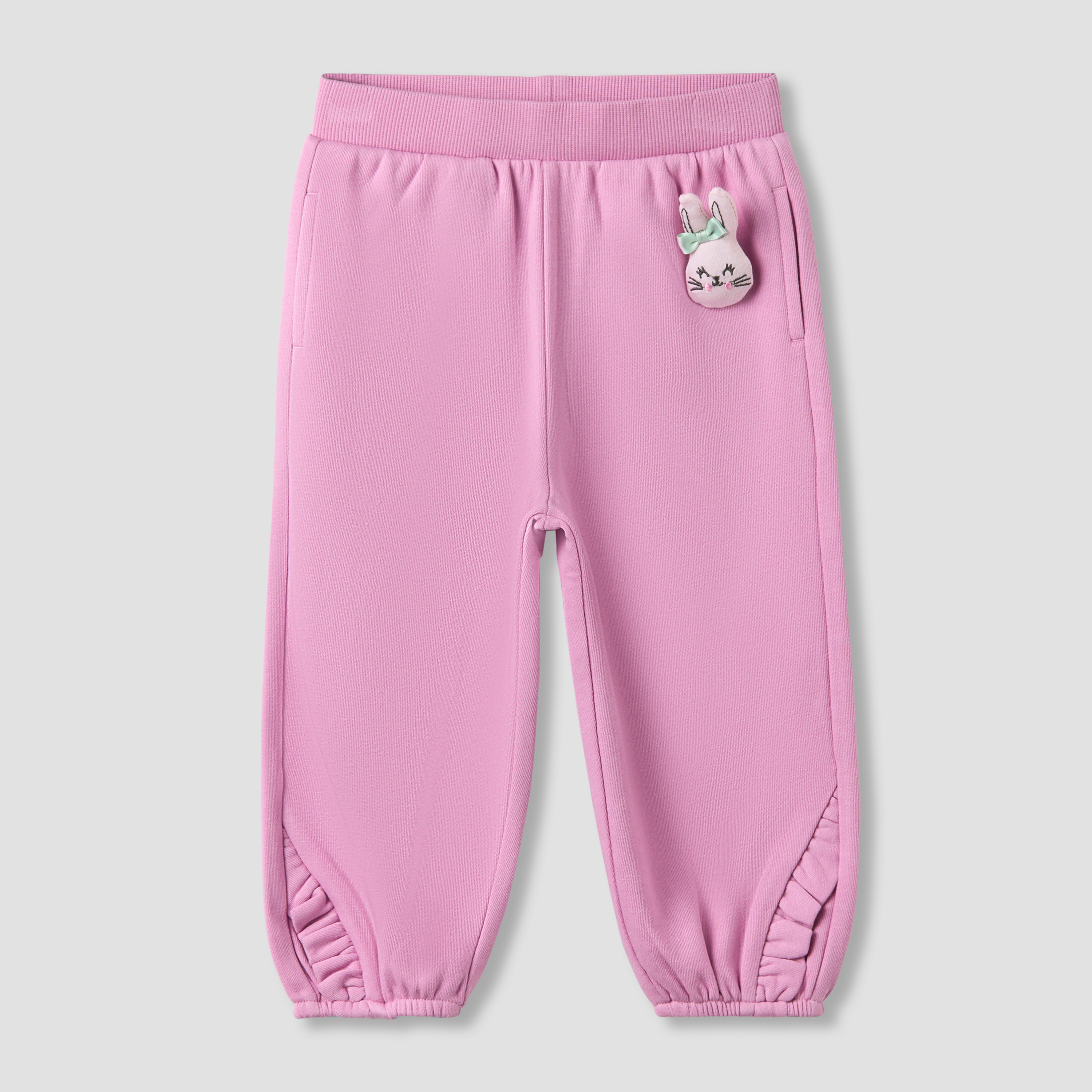 Juniors Girls Joggers with Bunny Applique - Elasticated Waist-baby-girls-clothing-bottoms-joggersandtrackpants-image-1