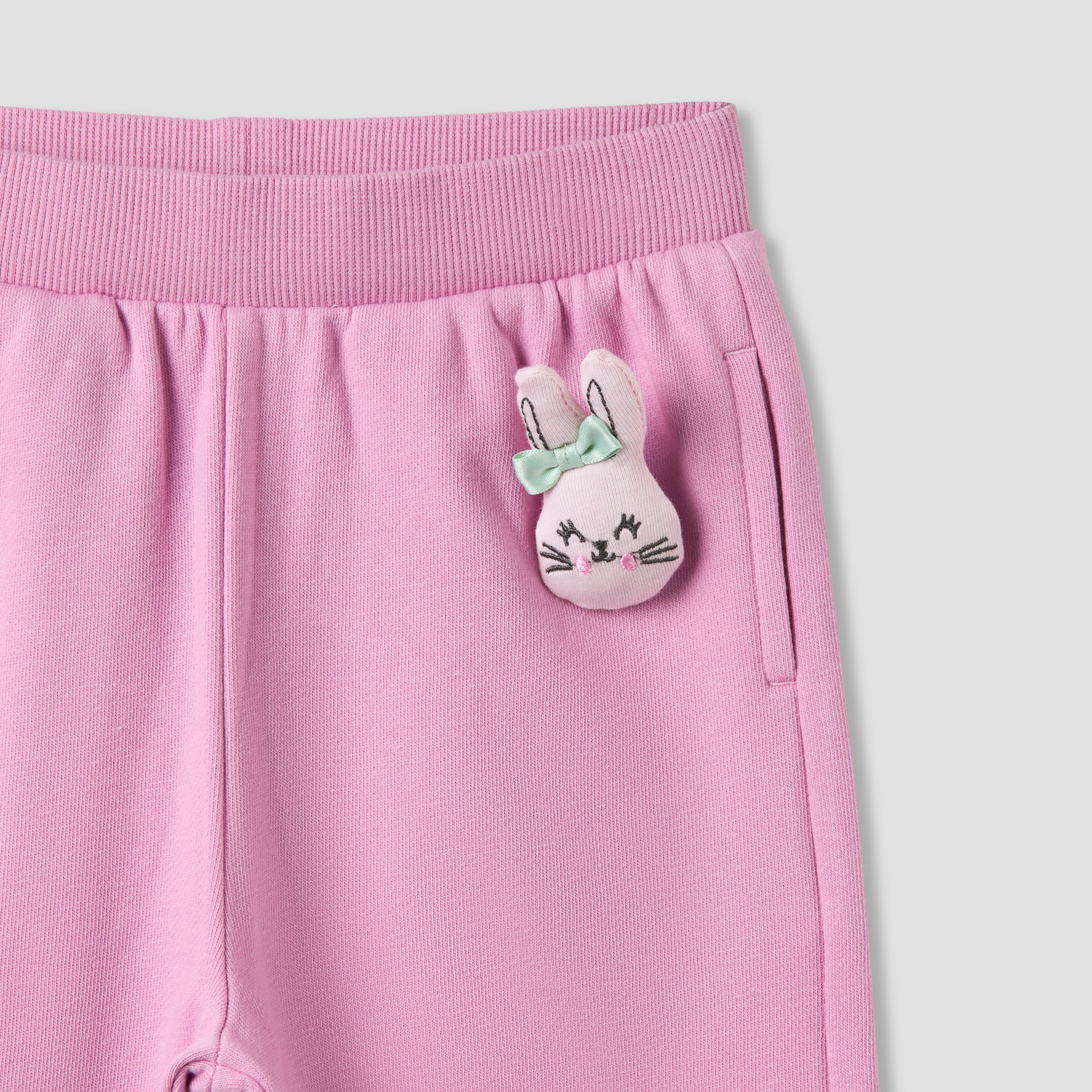 Juniors Girls Joggers with Bunny Applique - Elasticated Waist-baby-girls-clothing-bottoms-joggersandtrackpants-image-3