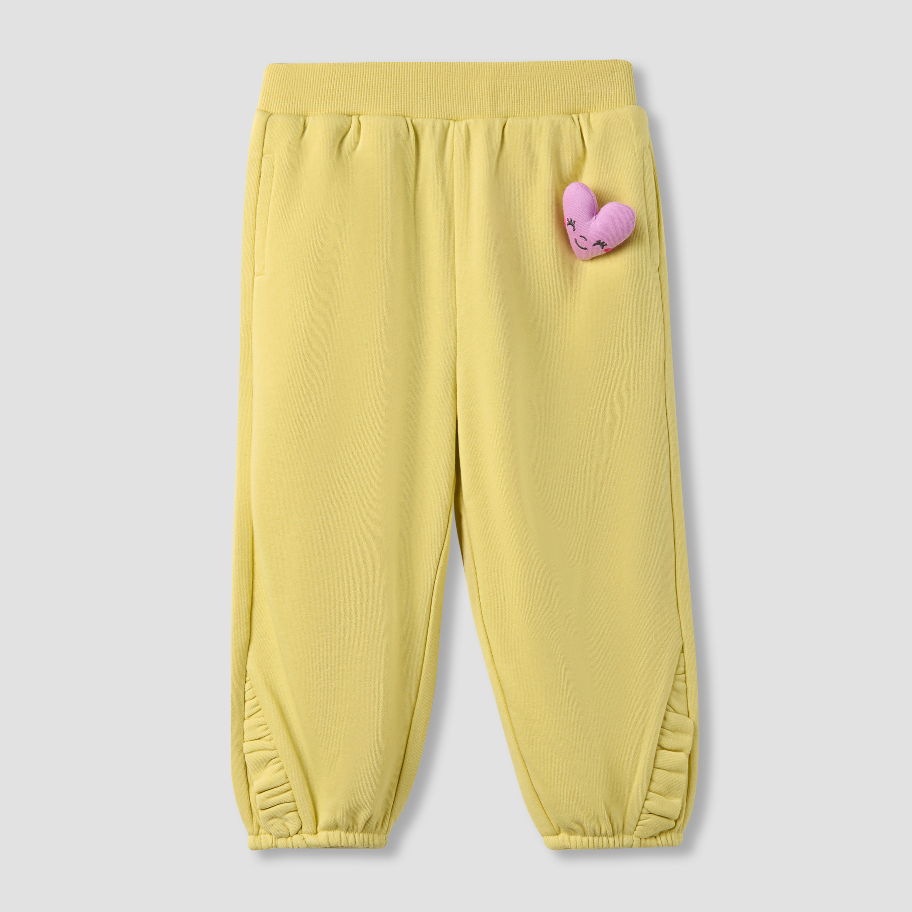 Juniors Girls Joggers with Heart Applique - Elasticated Waist-baby-girls-clothing-bottoms-joggersandtrackpants-image-1