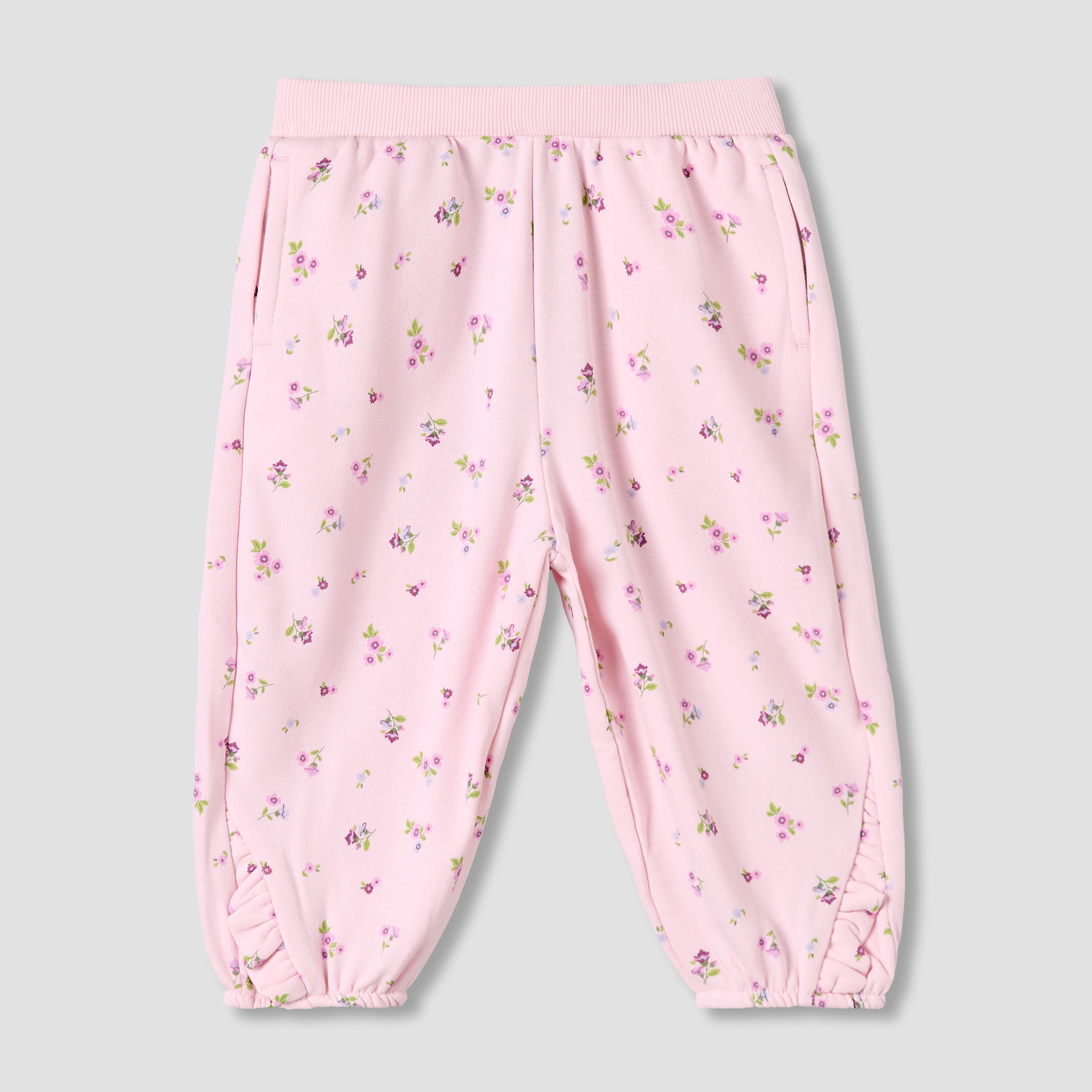 Juniors Elasticated Joggers with Floral Print-baby-girls-clothing-bottoms-joggersandtrackpants-image-2