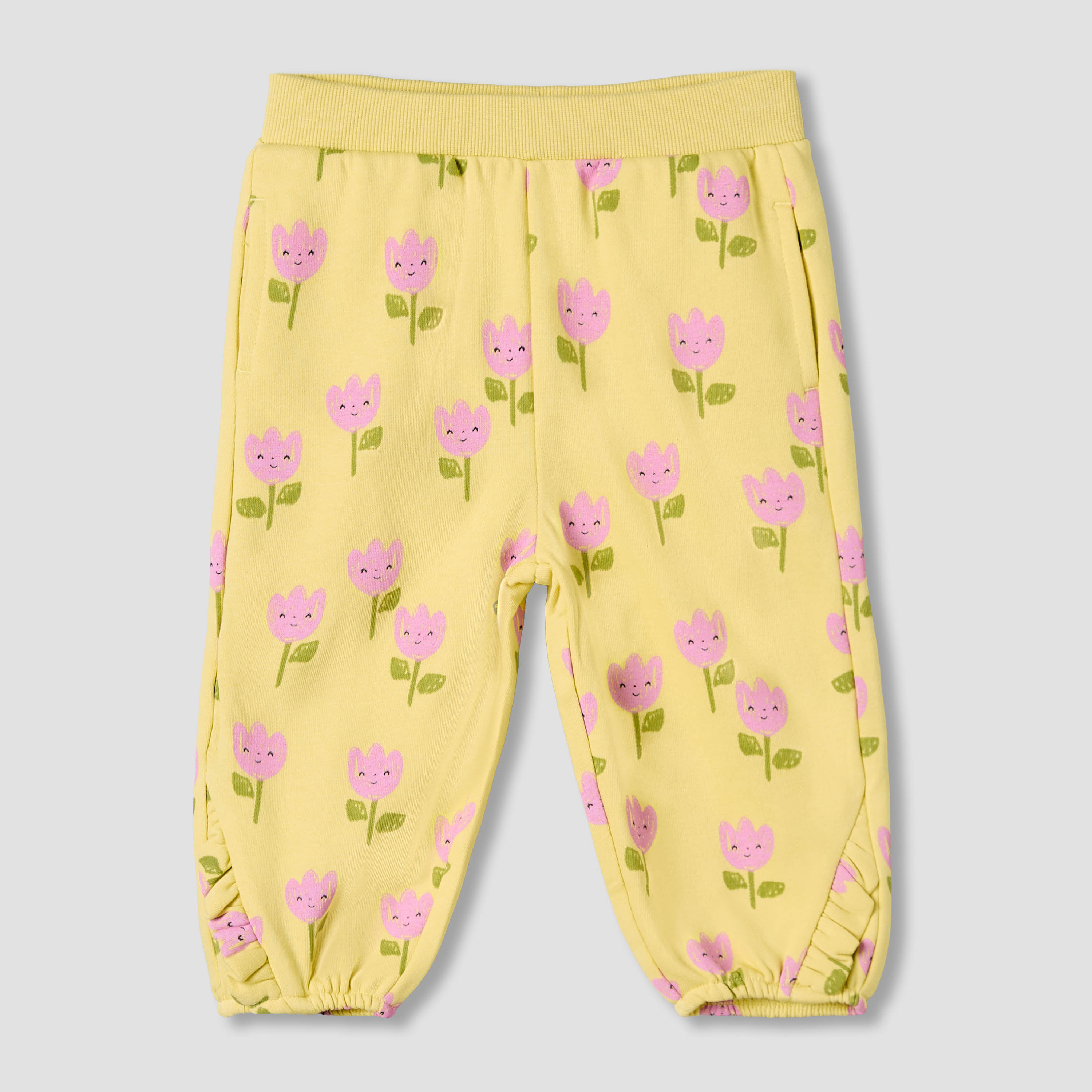 Juniors Elastic Waist Joggers with Floral Print-baby-girls-clothing-bottoms-joggersandtrackpants-image-2