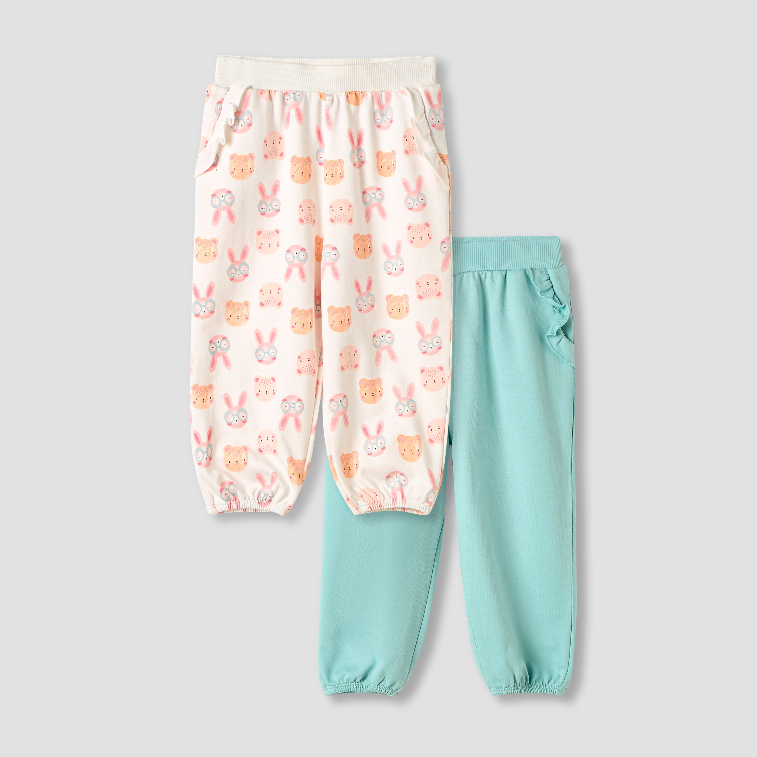 Juniors Assorted Joggers with Frill Pockets - Set of 2-baby-girls-clothing-bottoms-joggersandtrackpants-image-1