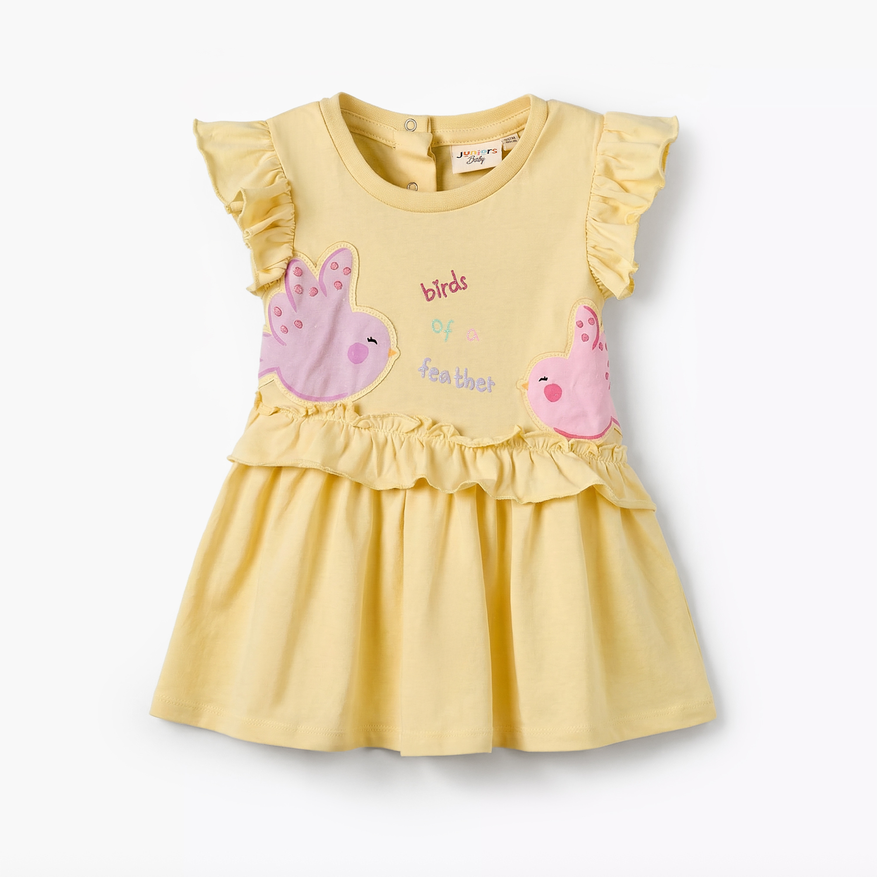 فستان بطبعات طيور وأكمام واسعة من جونيورز - طقم من قطعتين-baby-girls-clothing-dressesandjumpsuits-image-3