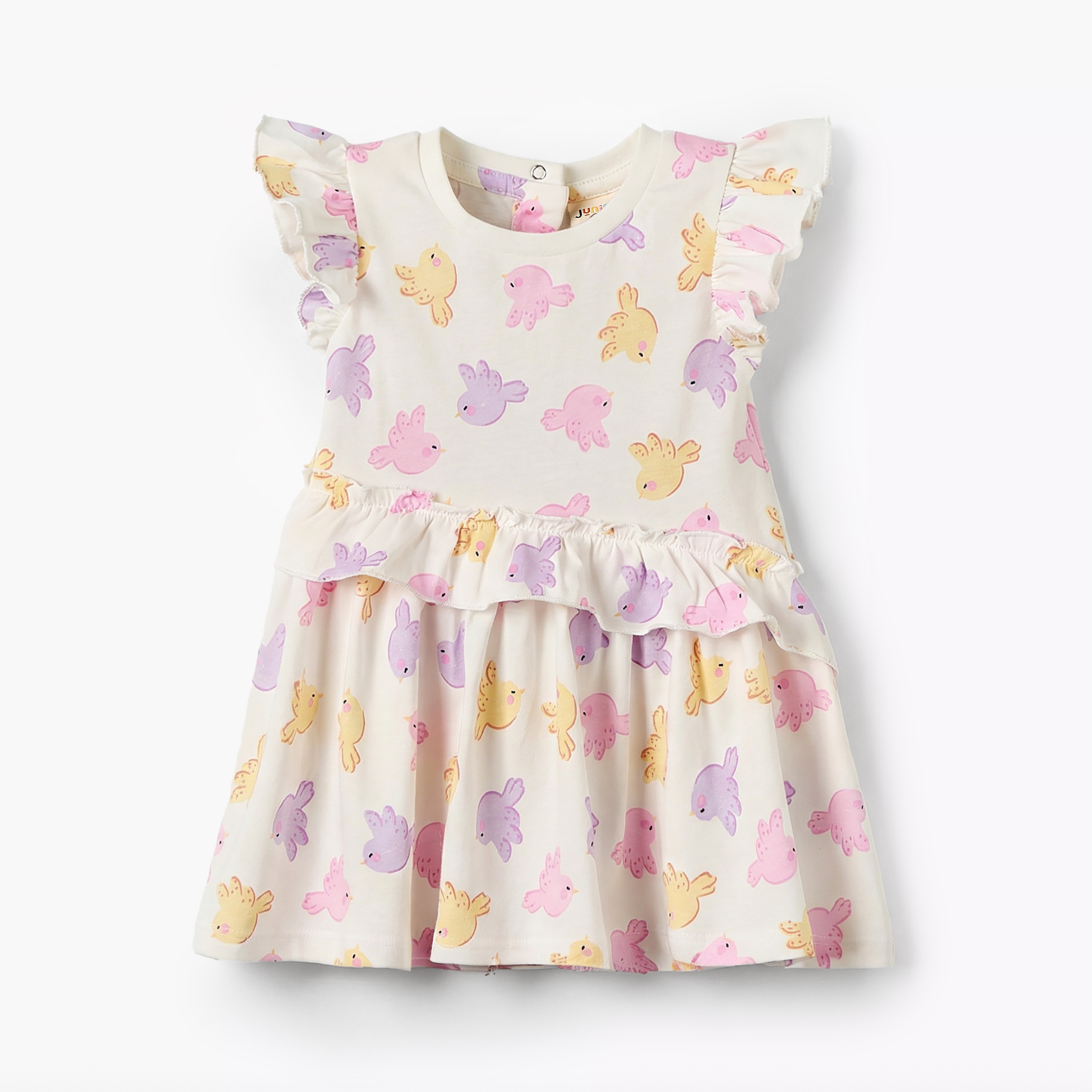 فستان بطبعات طيور وأكمام واسعة من جونيورز - طقم من قطعتين-baby-girls-clothing-dressesandjumpsuits-image-4
