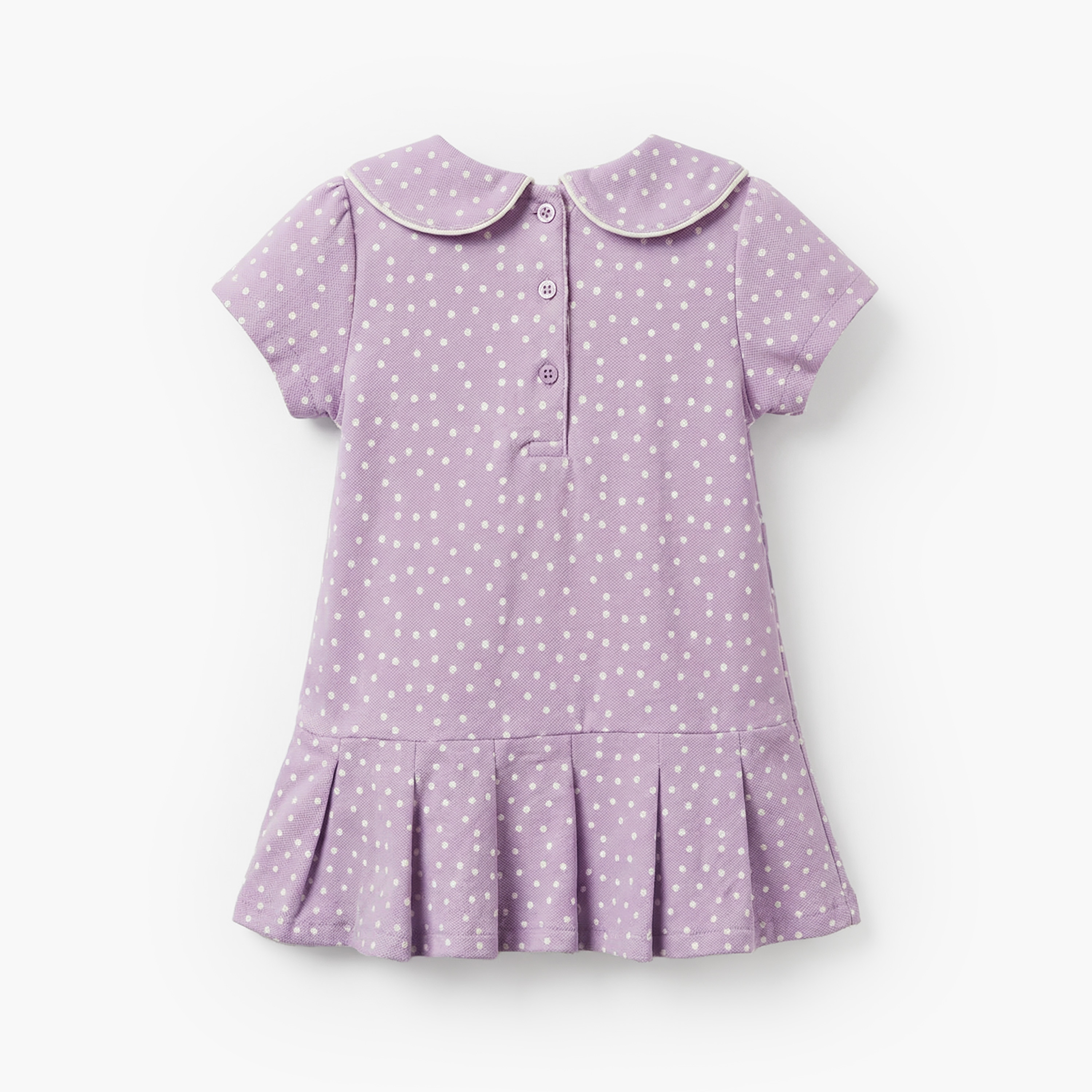 فستان بياقة بيتر بان وأكمام قصيرة وطبعات منقطة من جونيورز-baby-girls-clothing-dressesandjumpsuits-image-2