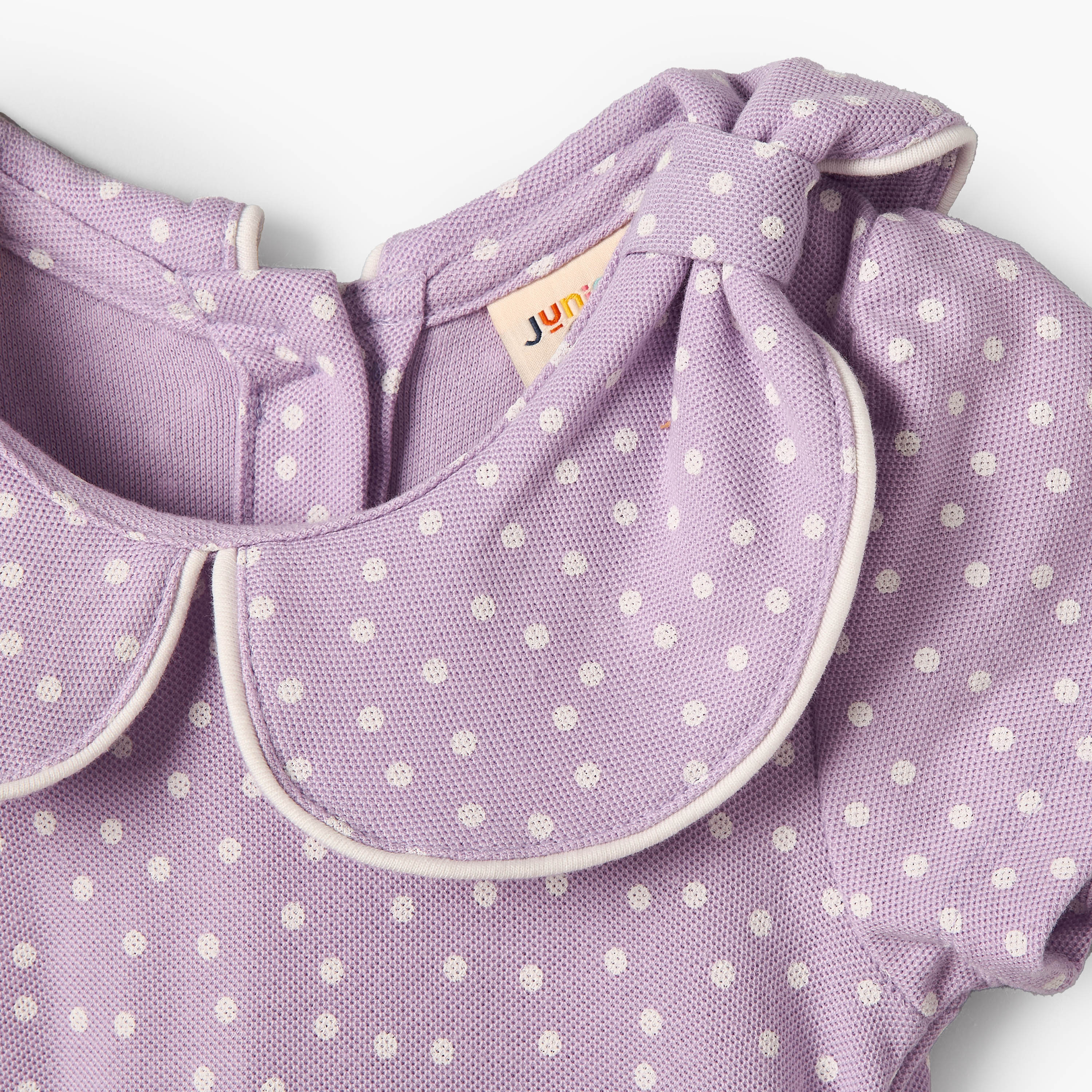 Juniors Polka Dot Print Dress with Short Sleeves and Peter Pan Collar-baby-girls-clothing-dressesandjumpsuits-image-3