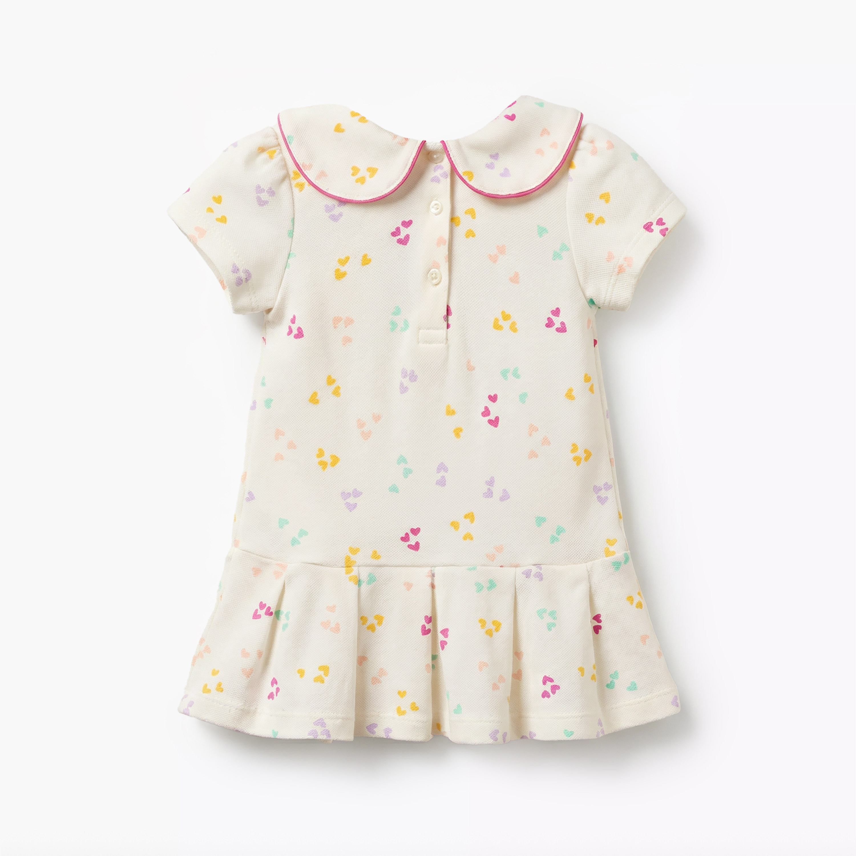 Juniors Heart Print Polo Dress with Short Sleeves-baby-girls-clothing-dressesandjumpsuits-image-3
