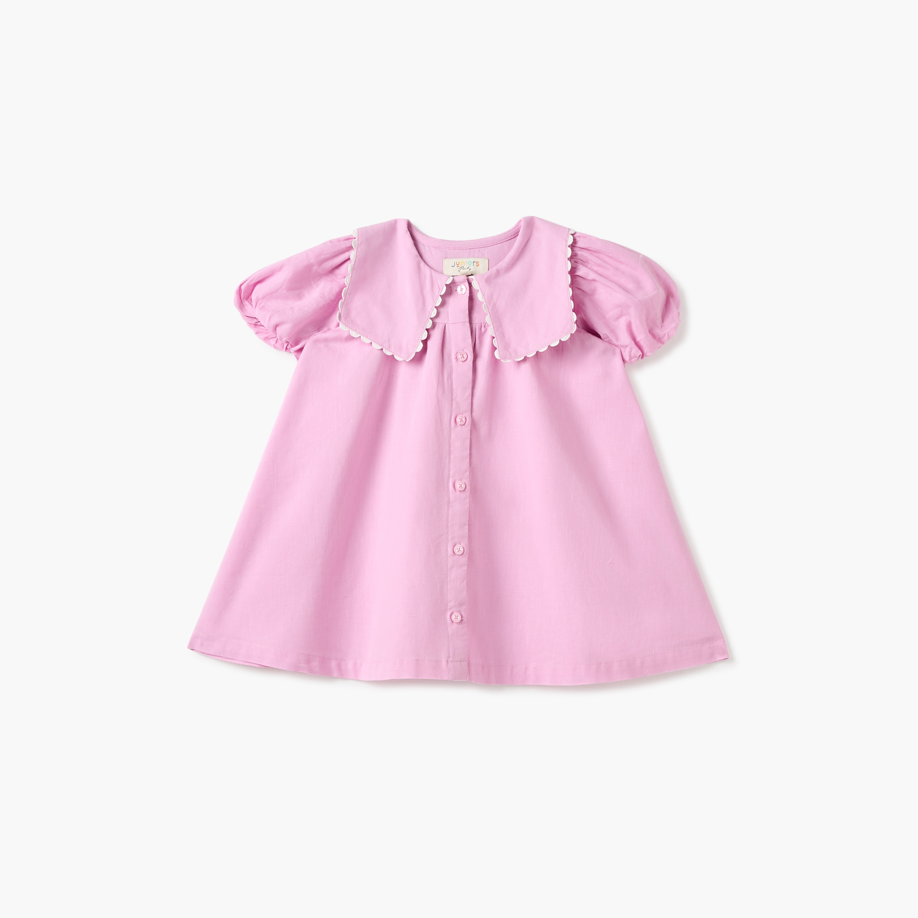 Juniors Solid Sailor Collar Dress with Short Sleeves-baby-girls-clothing-dressesandjumpsuits-image-1