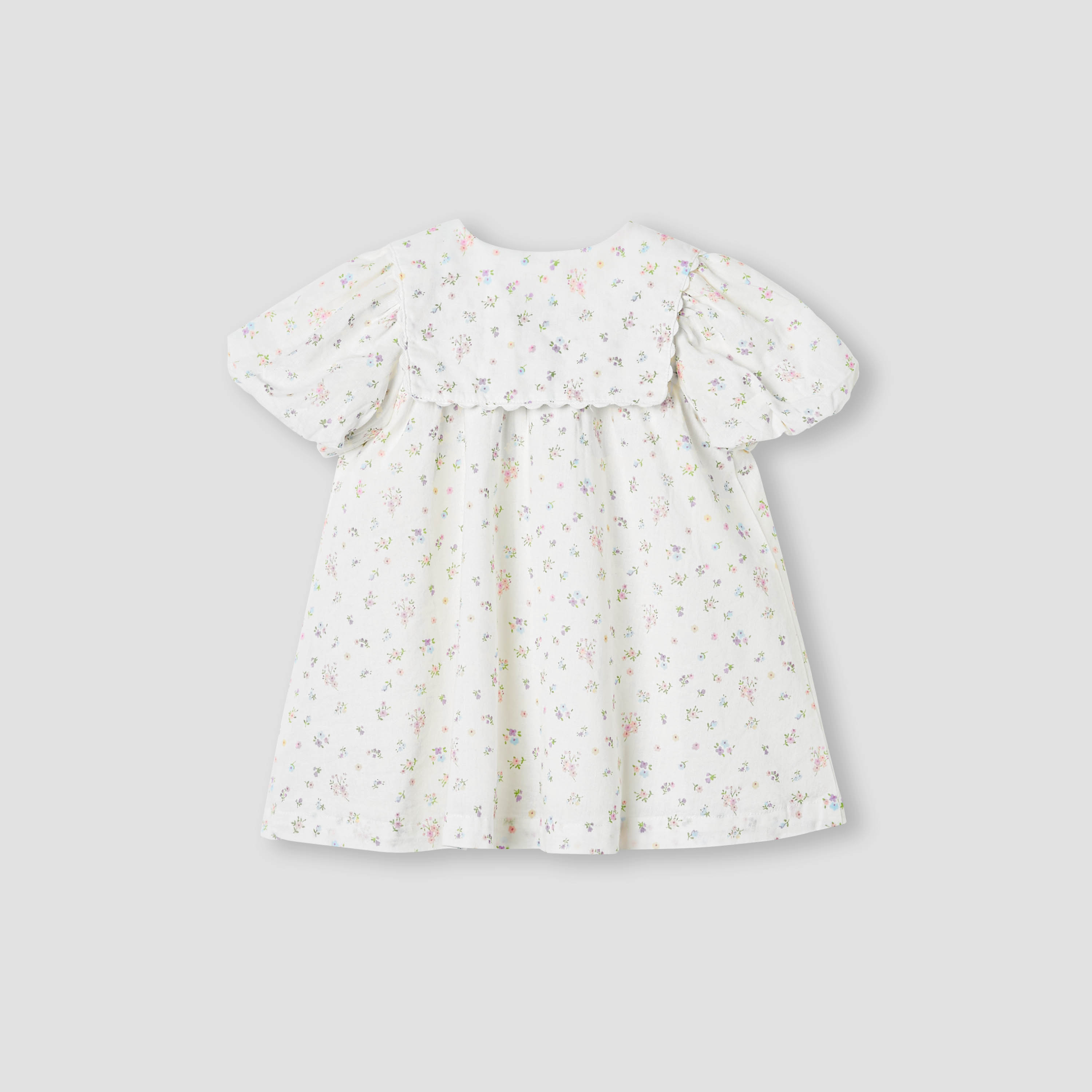 Juniors Floral Print Collared Dress with Short Sleeves-baby-girls-clothing-dressesandjumpsuits-image-2