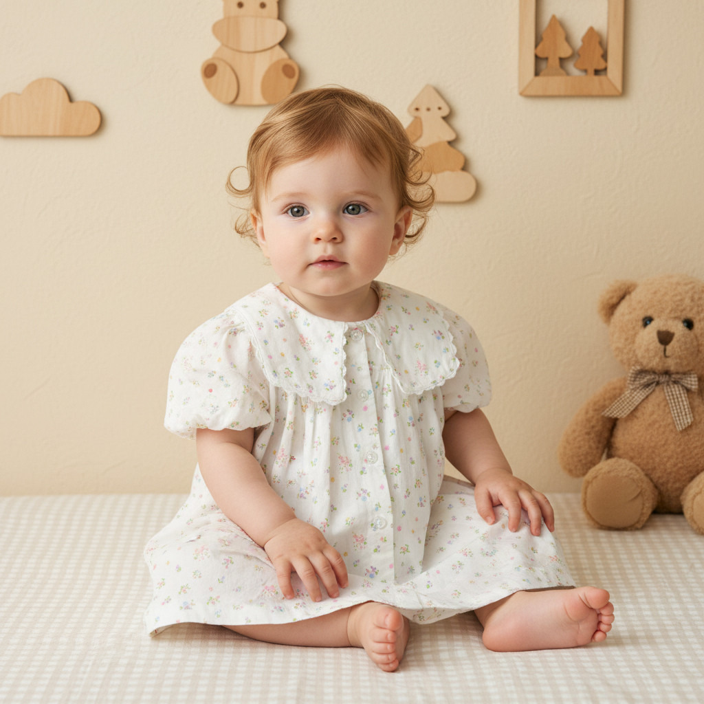 Juniors Floral Print Collared Dress with Short Sleeves-baby-girls-clothing-dressesandjumpsuits-image-5
