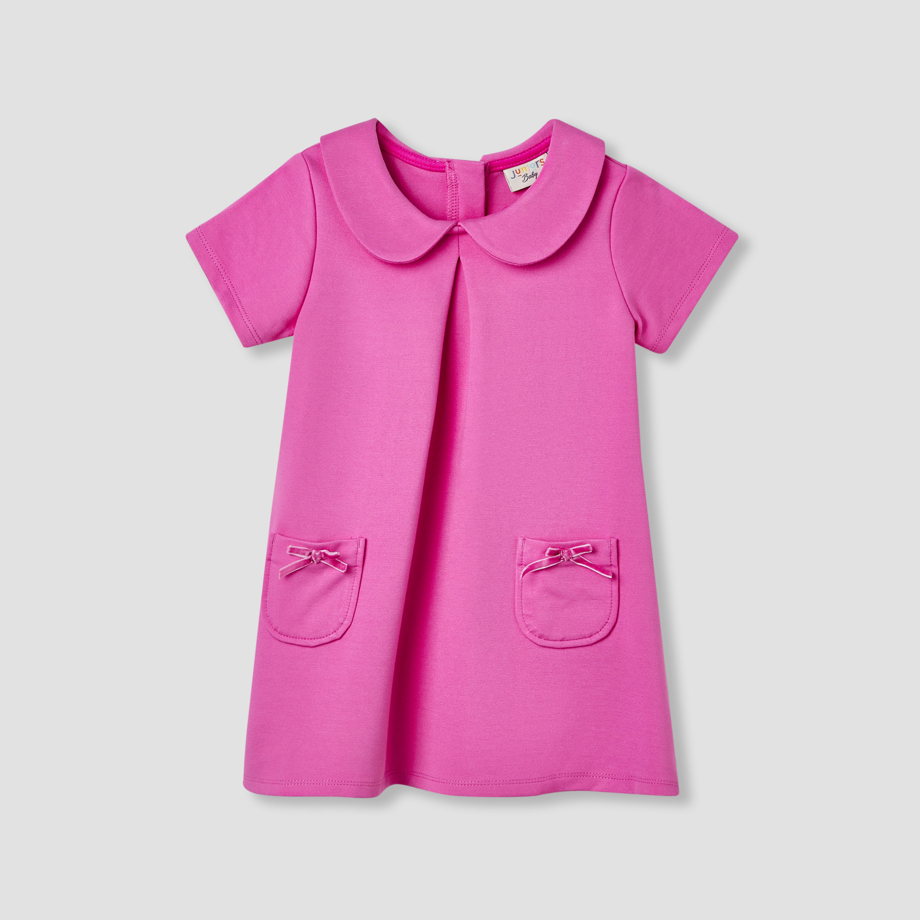 Juniors Bow Accent Peter Pan Collar Dress with Short Sleeves-baby-girls-clothing-dressesandjumpsuits-image-1