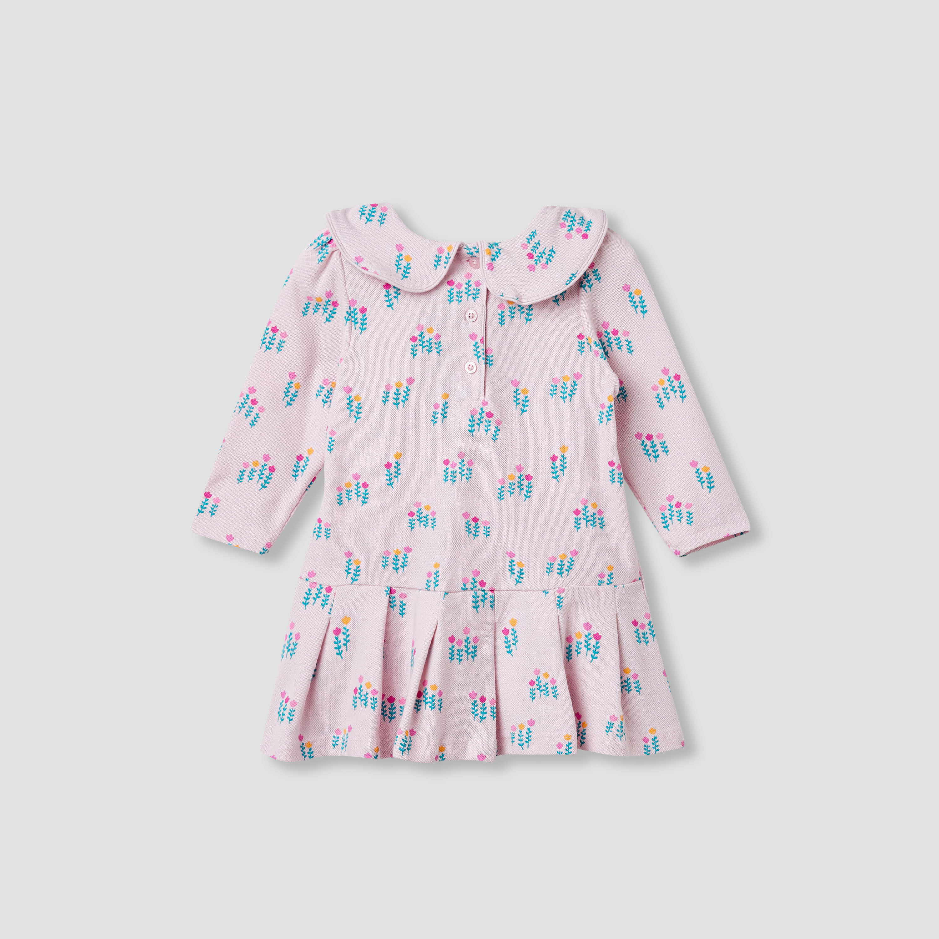 Juniors Printed Dress with Bow Accent Collar-baby-girls-clothing-dressesandjumpsuits-image-2