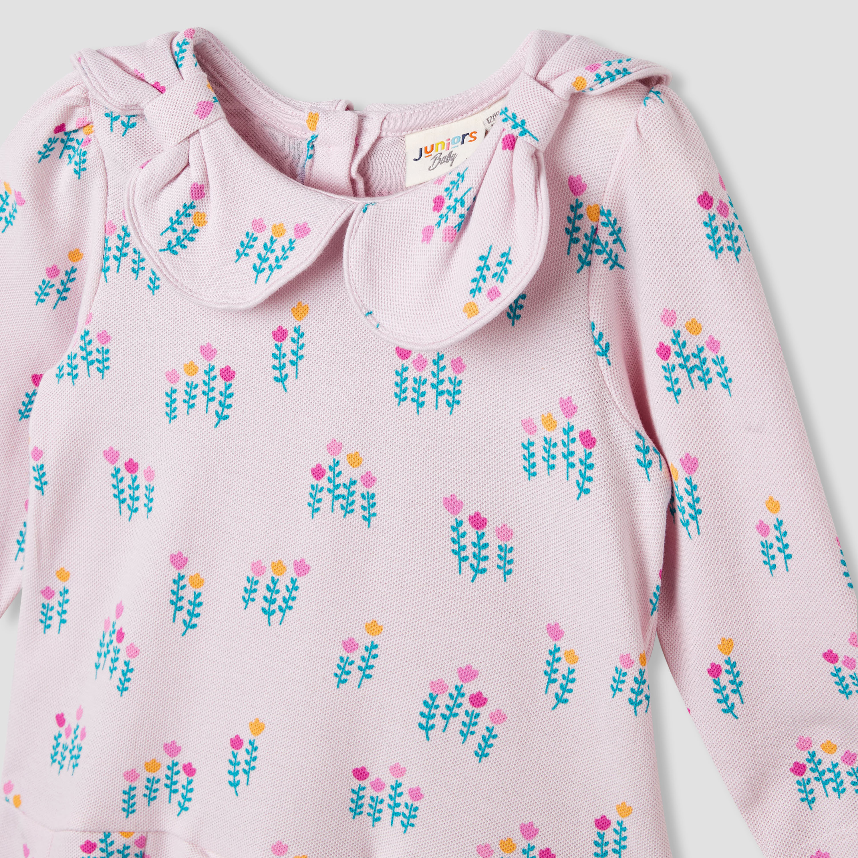 Juniors Printed Dress with Bow Accent Collar-baby-girls-clothing-dressesandjumpsuits-image-3