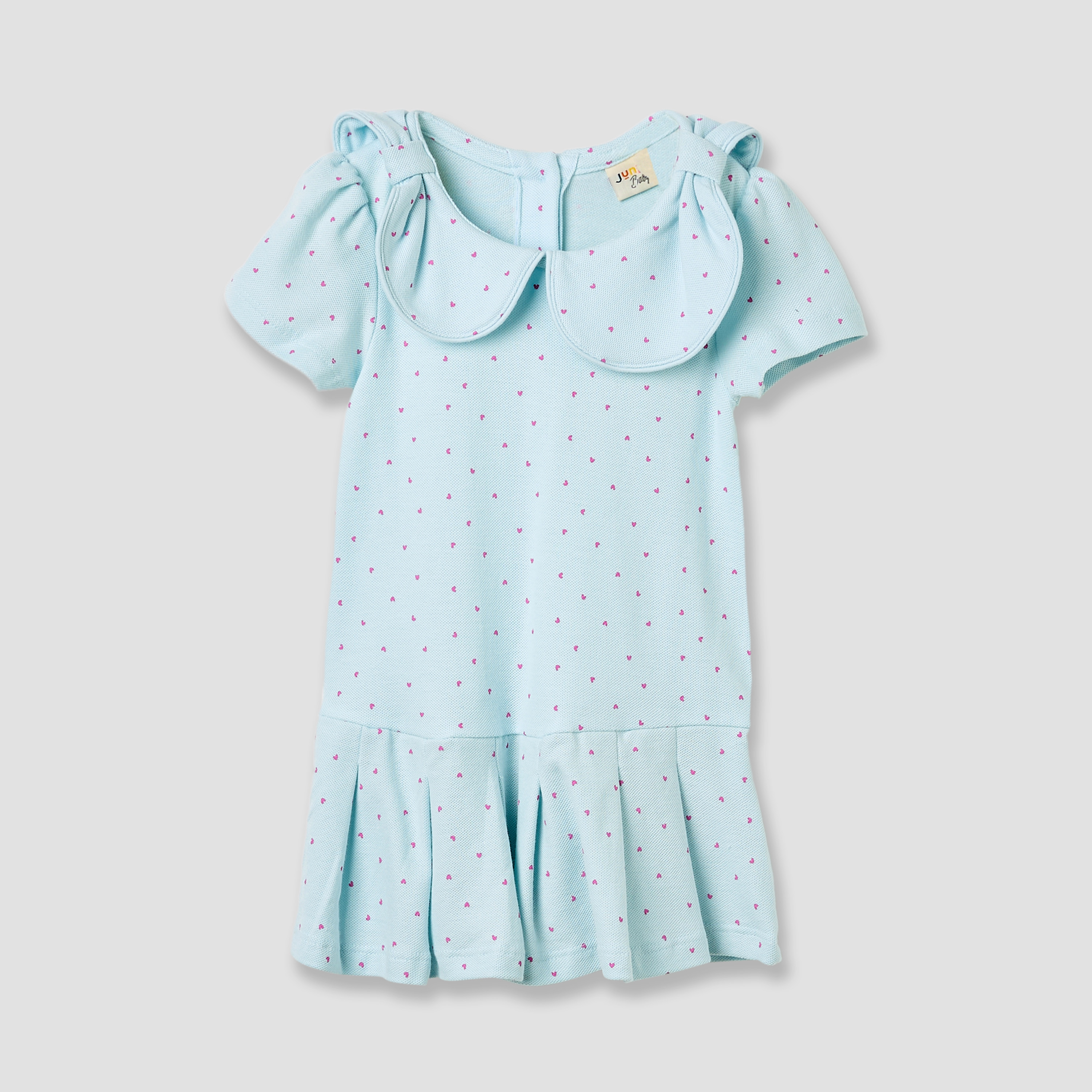 فستان بياقة بيتر بان وأكمام قصيرة وطبعات قلوب من جونيورز-baby-girls-clothing-dressesandjumpsuits-image-1