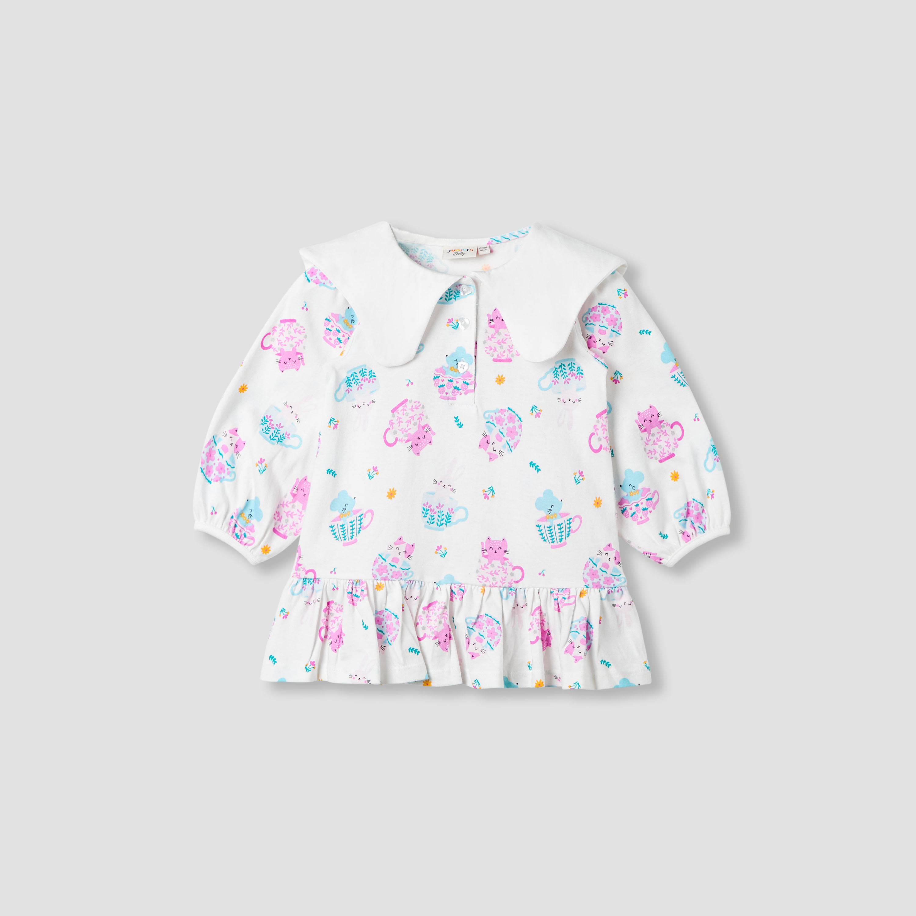 Juniors Printed Dress with Sailor Collar-baby-girls-clothing-dressesandjumpsuits-image-1