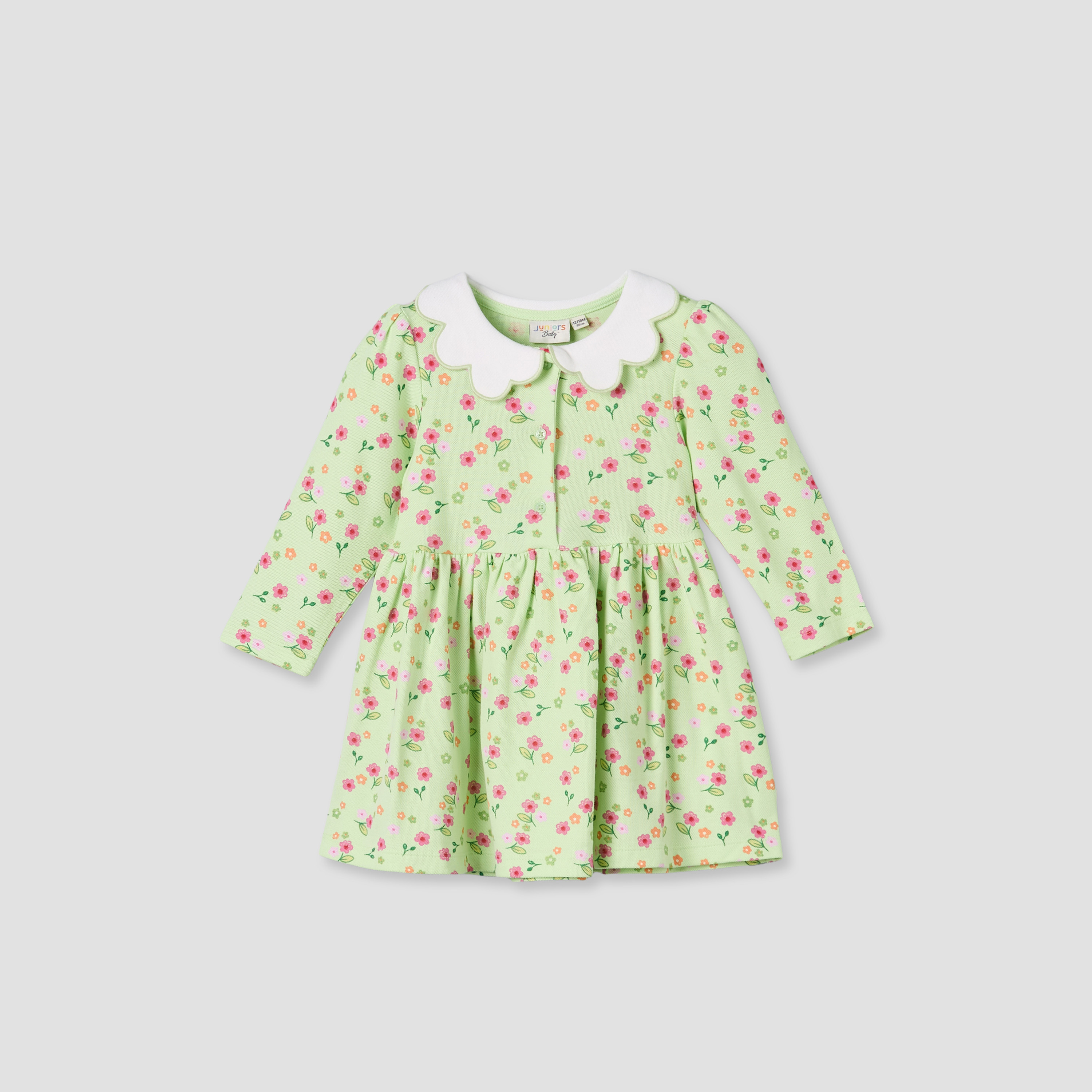 فستان إيه لاين بياقة وأكمام طويلة وطبعات من جونيورز-baby-girls-clothing-dressesandjumpsuits-image-4