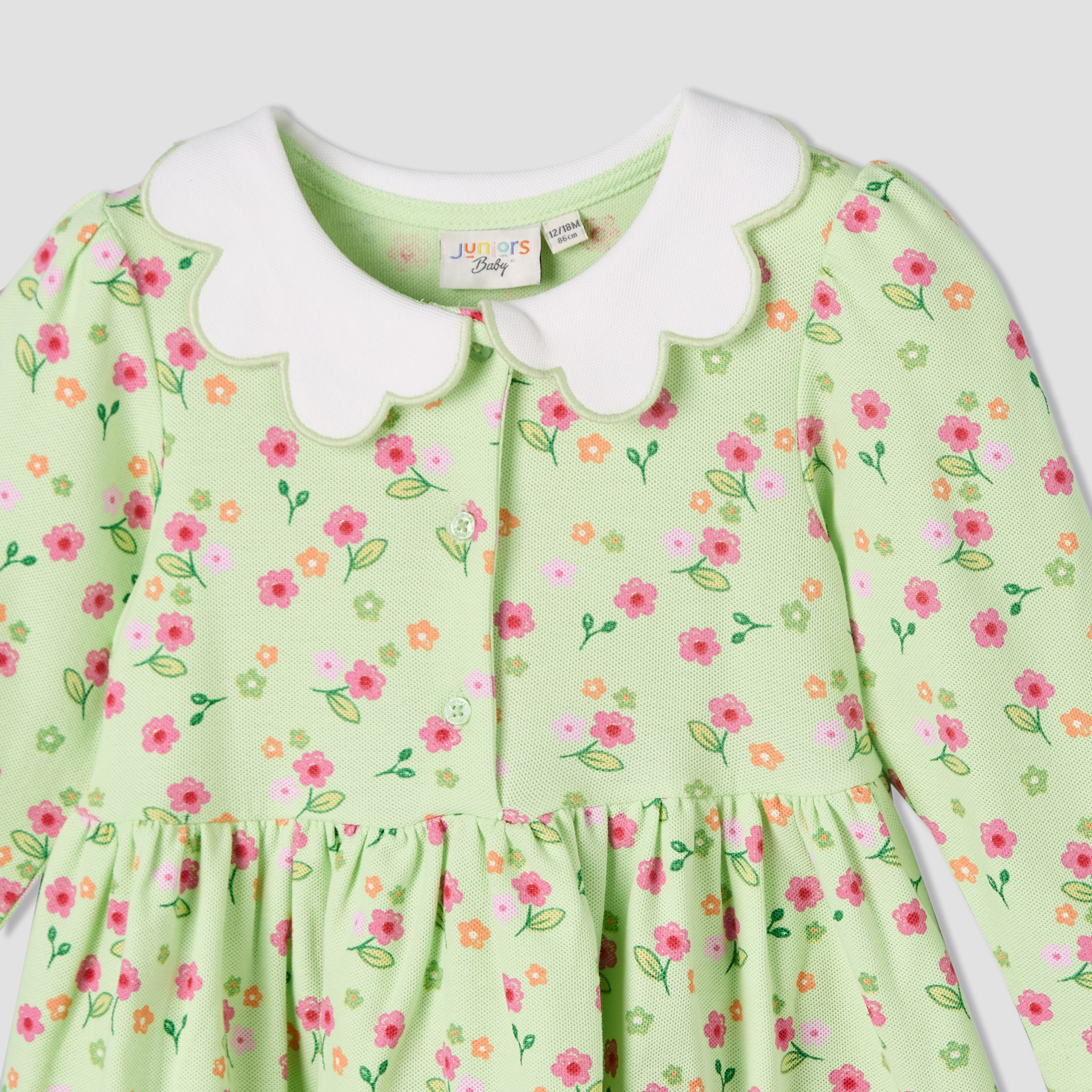 فستان إيه لاين بياقة وأكمام طويلة وطبعات من جونيورز-baby-girls-clothing-dressesandjumpsuits-image-2