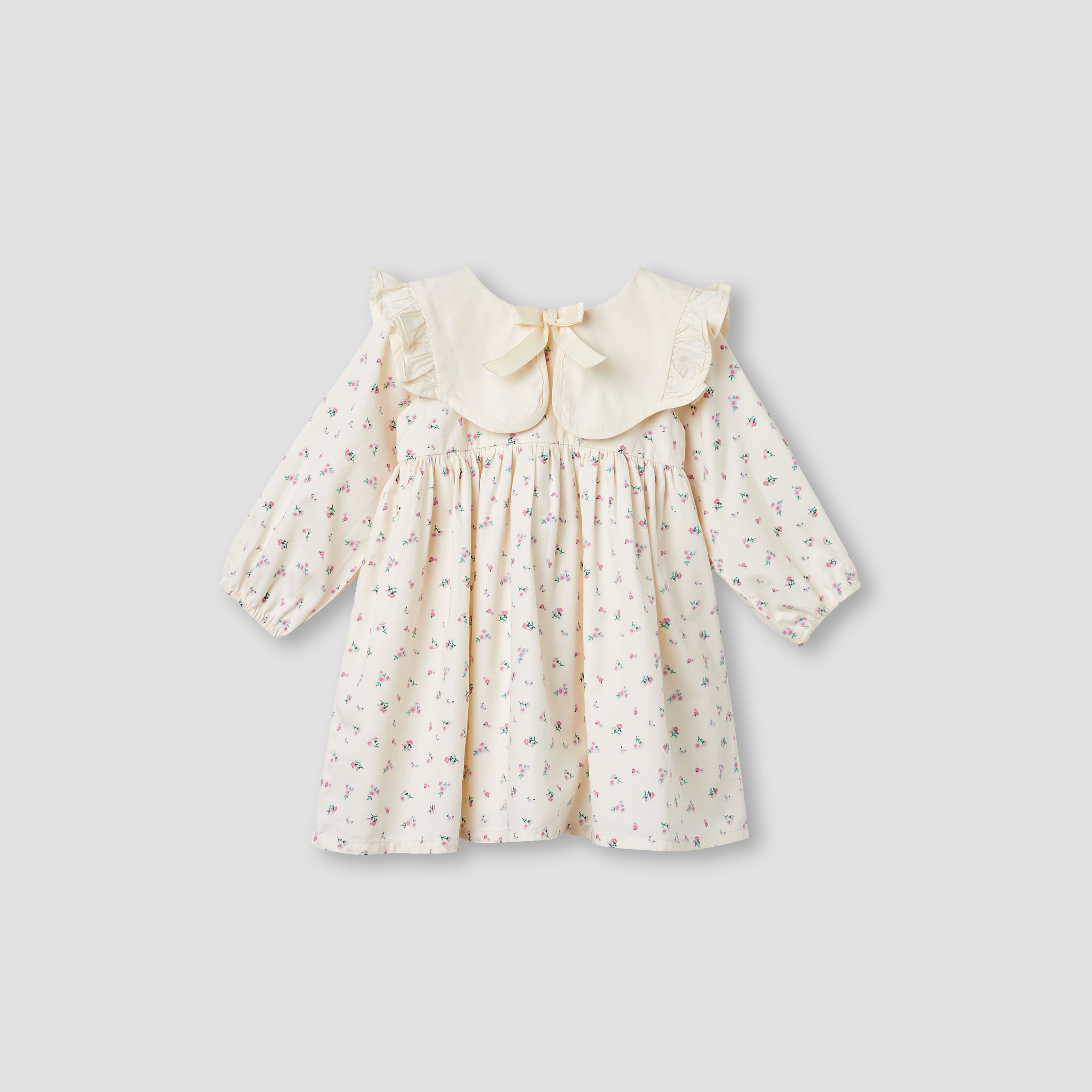 Juniors Floral Print Dress with Contrast Sailor Collar-baby-girls-clothing-dressesandjumpsuits-image-1