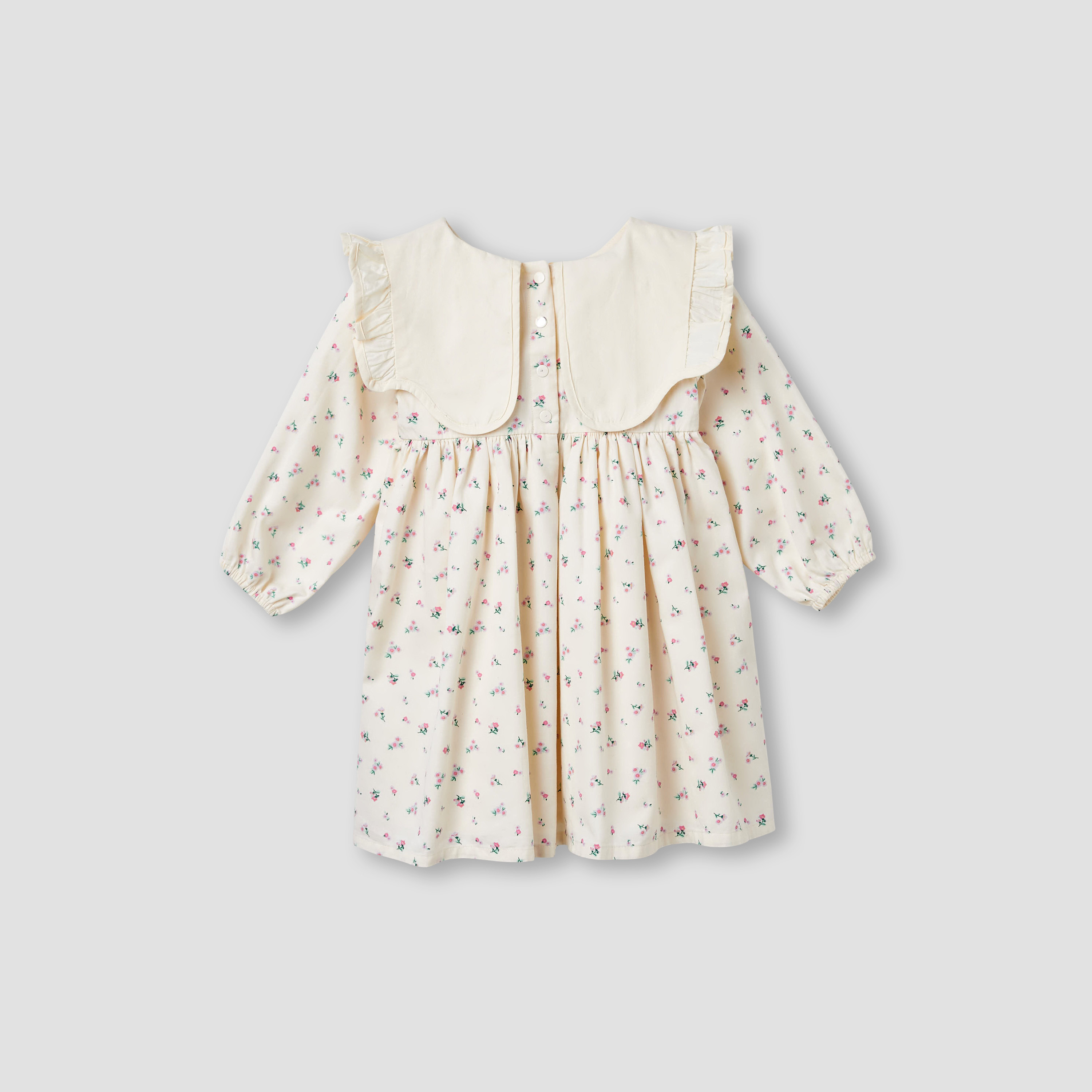 Juniors Floral Print Dress with Contrast Sailor Collar-baby-girls-clothing-dressesandjumpsuits-image-2