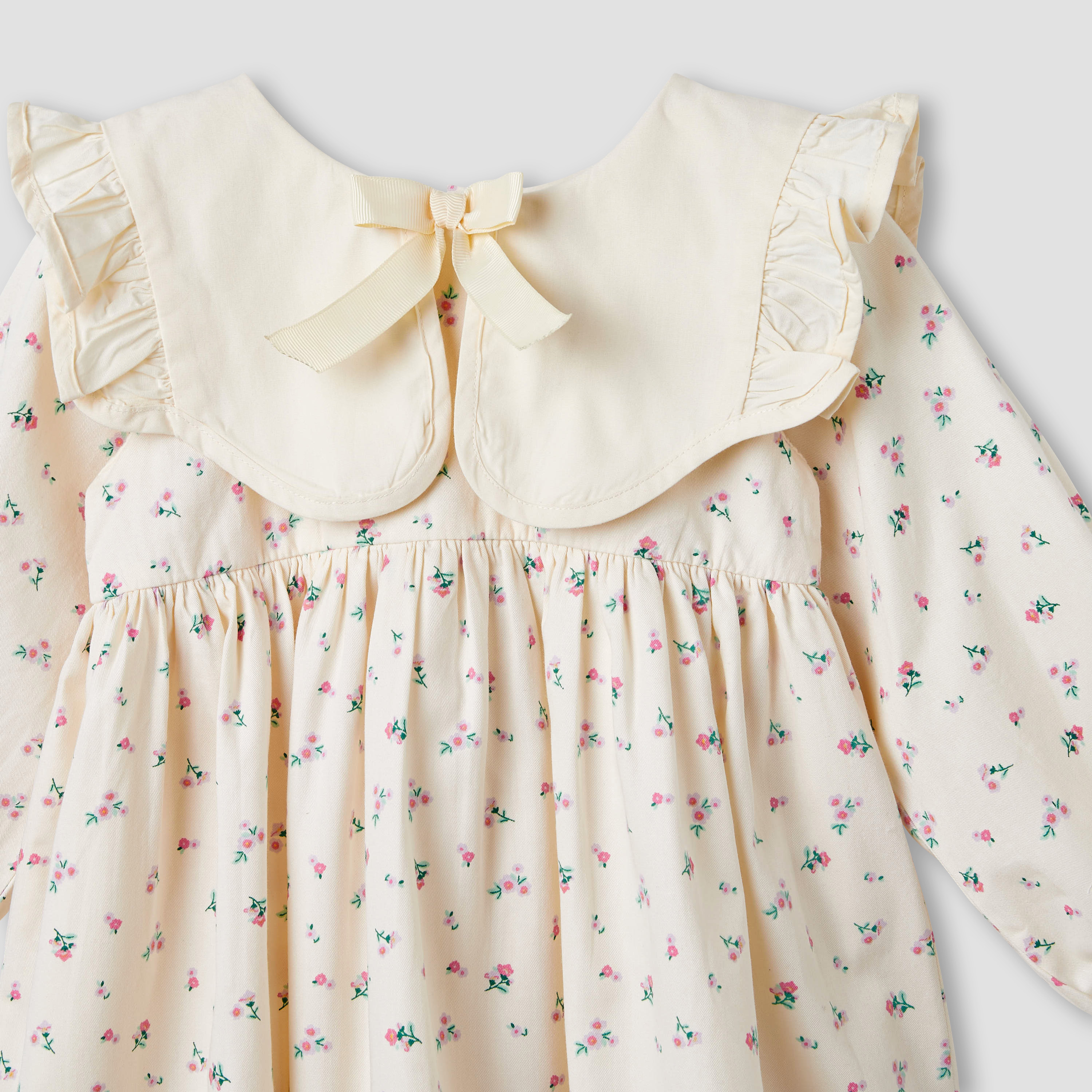 Juniors Floral Print Dress with Contrast Sailor Collar-baby-girls-clothing-dressesandjumpsuits-image-3