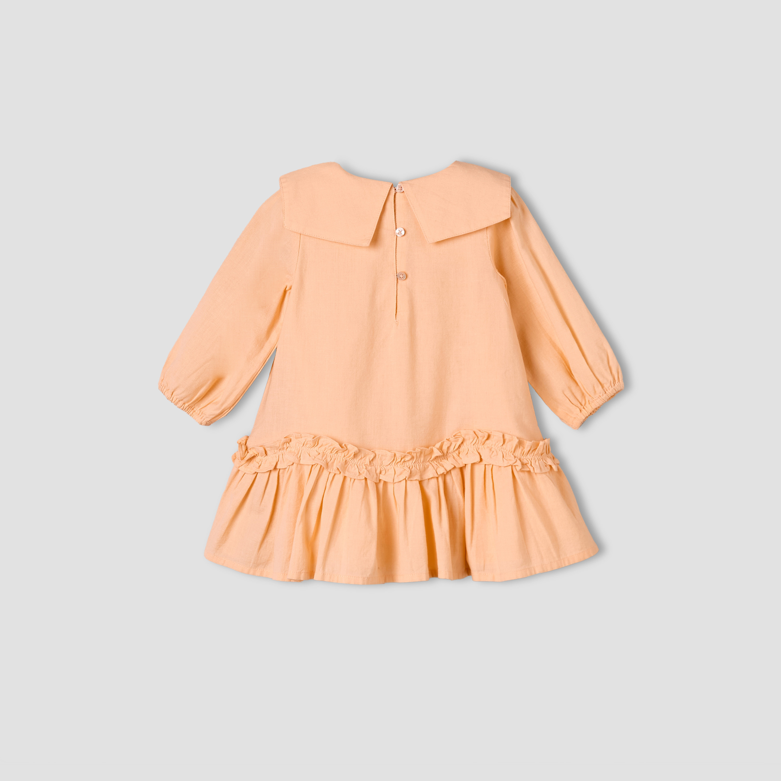 Juniors Collared Long Sleeves A-Line Dress with Ruffled Hem-baby-girls-clothing-dressesandjumpsuits-image-3