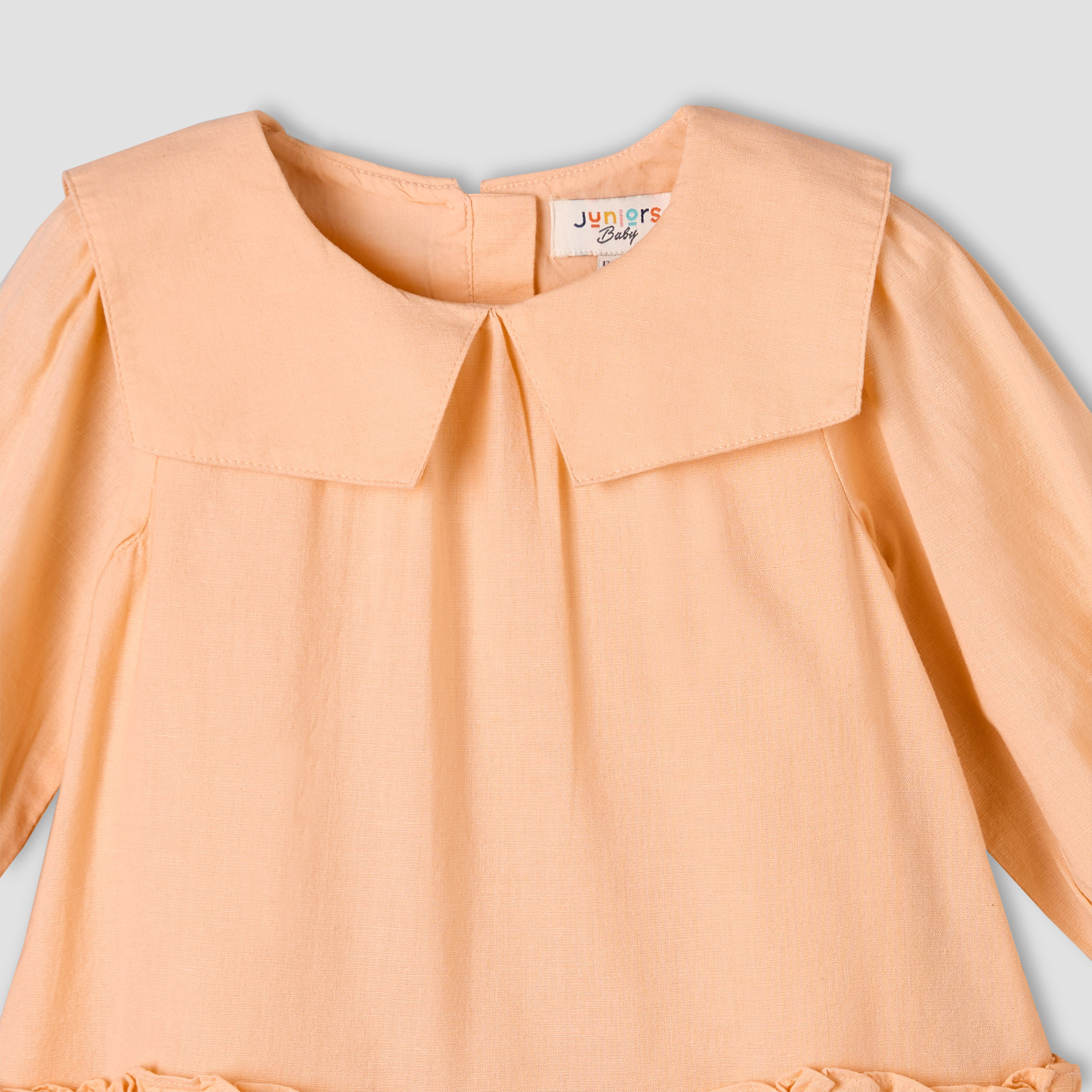 Juniors Collared Long Sleeves A-Line Dress with Ruffled Hem-baby-girls-clothing-dressesandjumpsuits-image-4