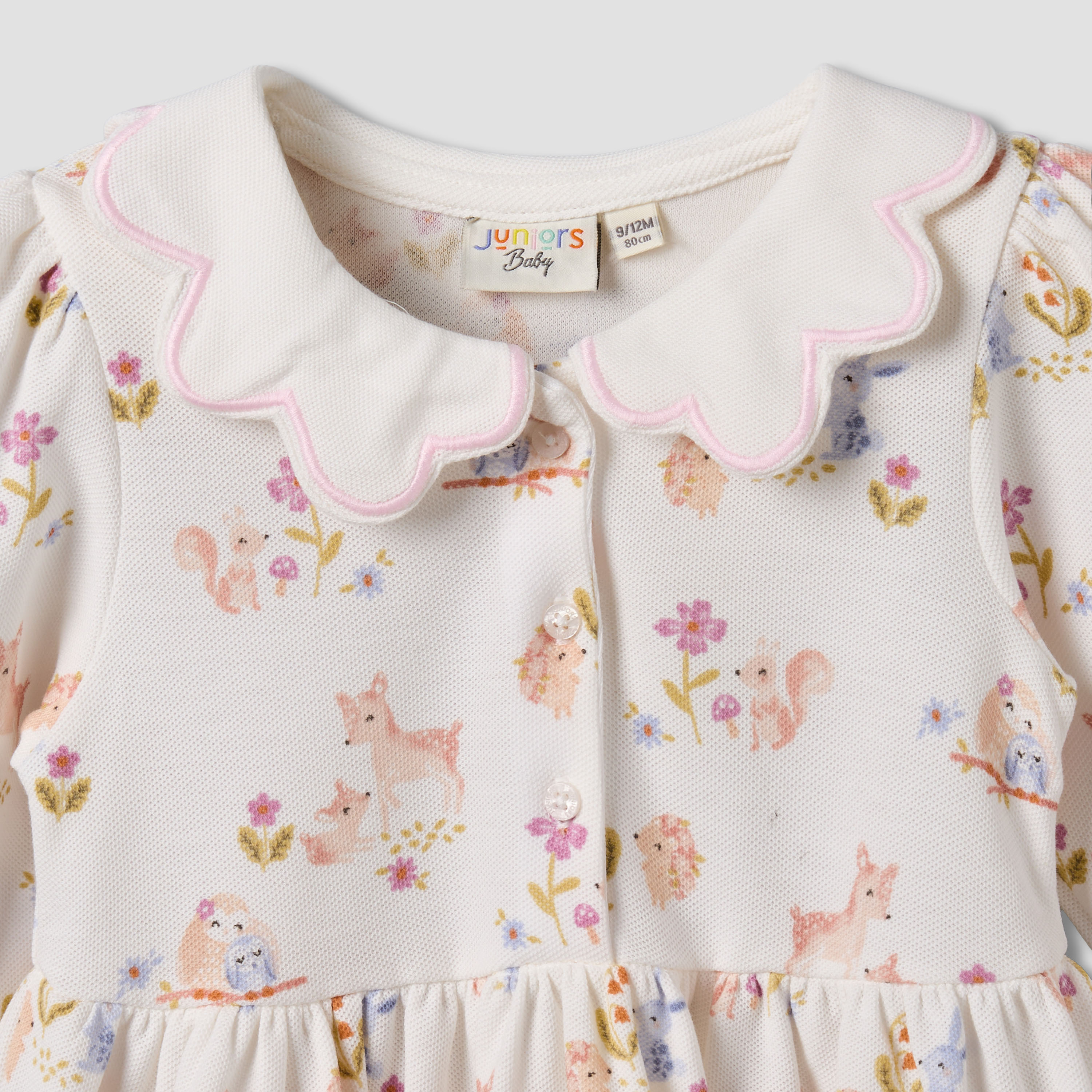 Juniors Scallop Collar Long Sleeve Dress with Animal Print-baby-girls-clothing-dressesandjumpsuits-image-4