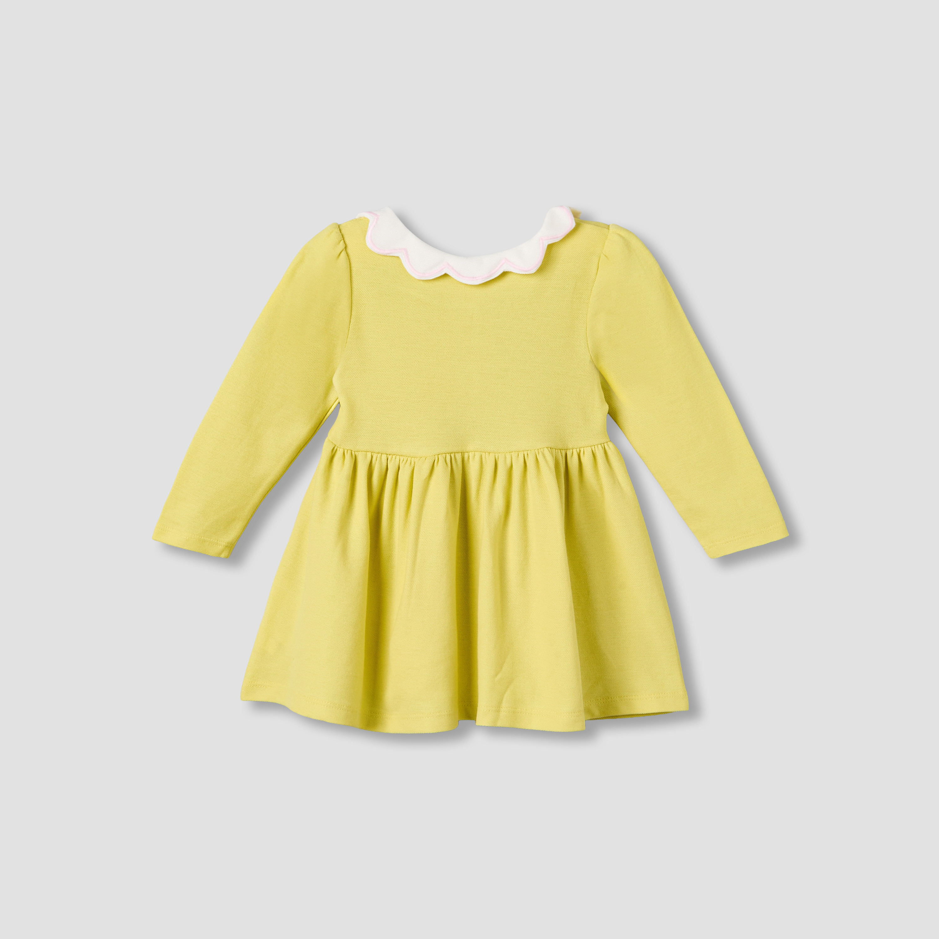 Juniors Scallop Collared Neck Long Sleeves Dress with Heart Embroidery-baby-girls-clothing-dressesandjumpsuits-image-3