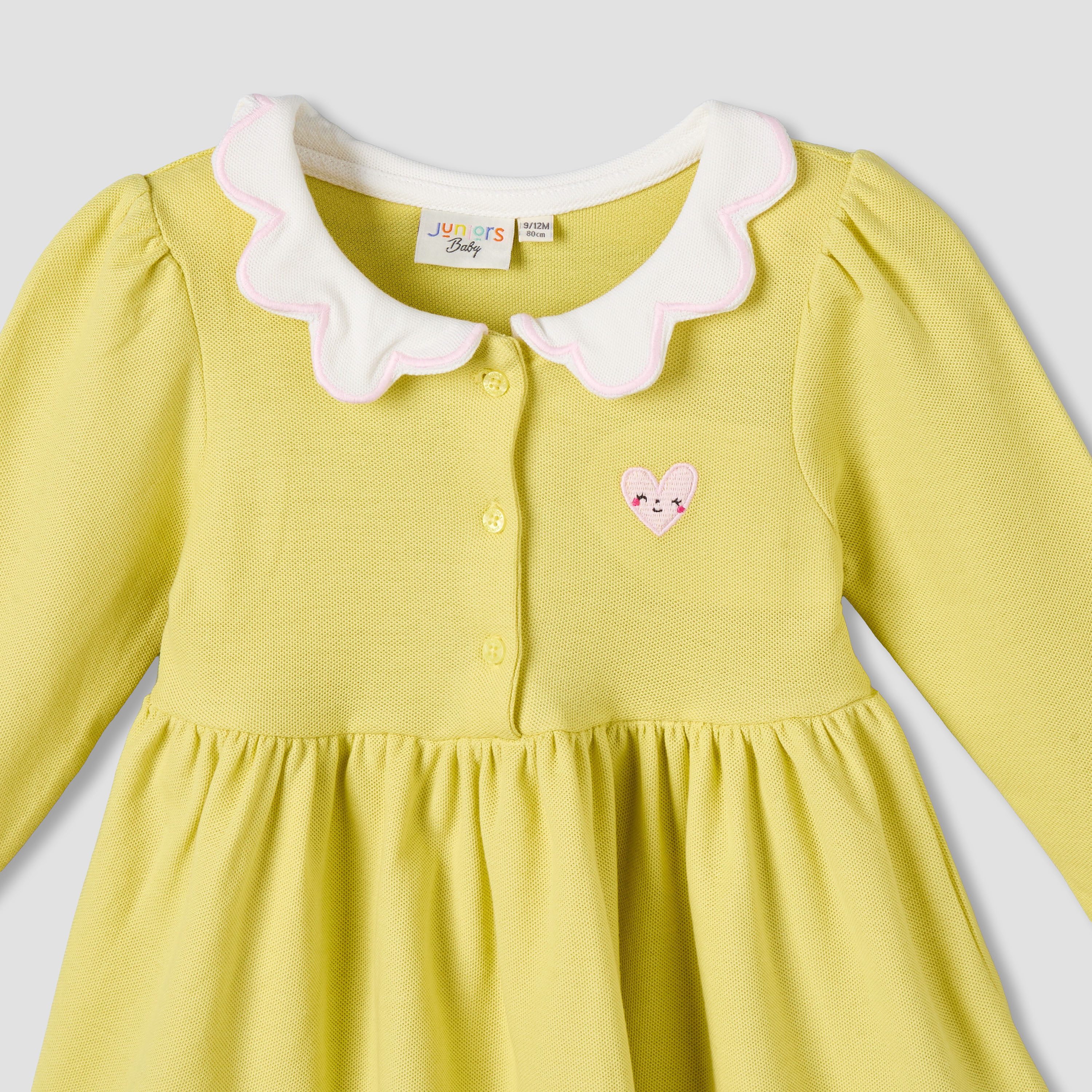 Juniors Scallop Collared Neck Long Sleeves Dress with Heart Embroidery-baby-girls-clothing-dressesandjumpsuits-image-4