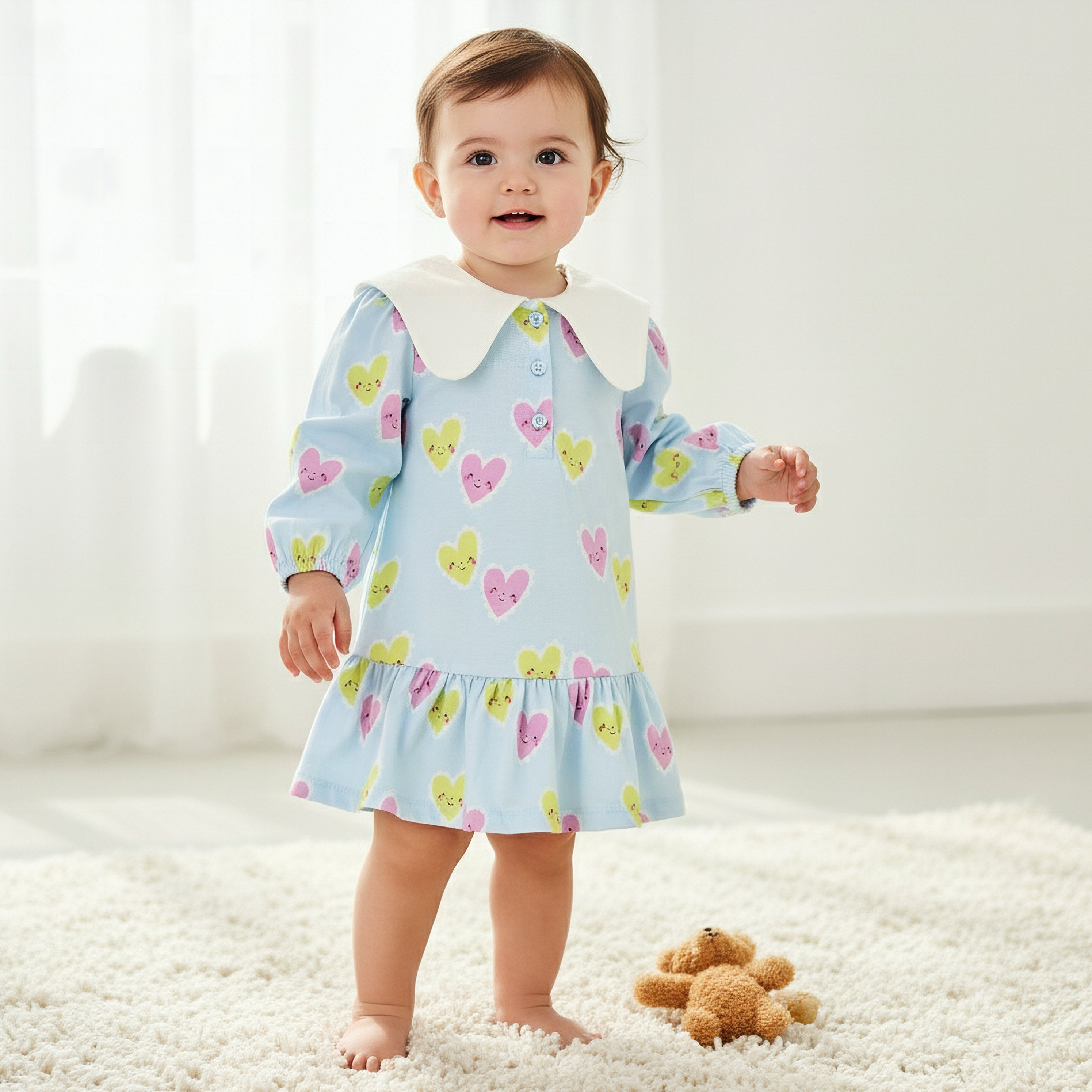 فستان أطفال أنيق بياقة بحار وطبعات قلوب-baby-girls-clothing-dressesandjumpsuits-image-1