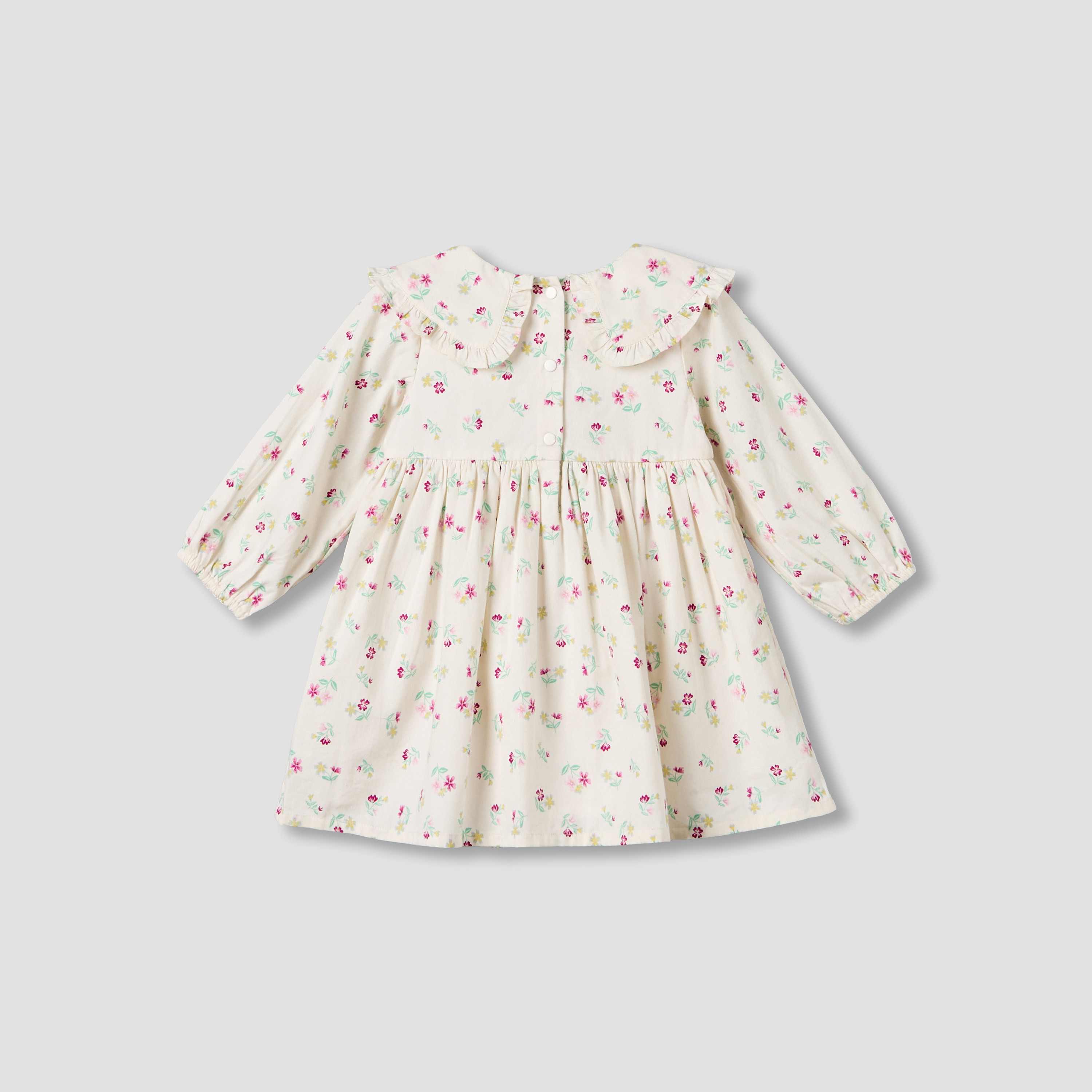 Juniors Peter Pan Collar Long Sleeve A-line Dress with Floral Print-baby-girls-clothing-dressesandjumpsuits-image-3